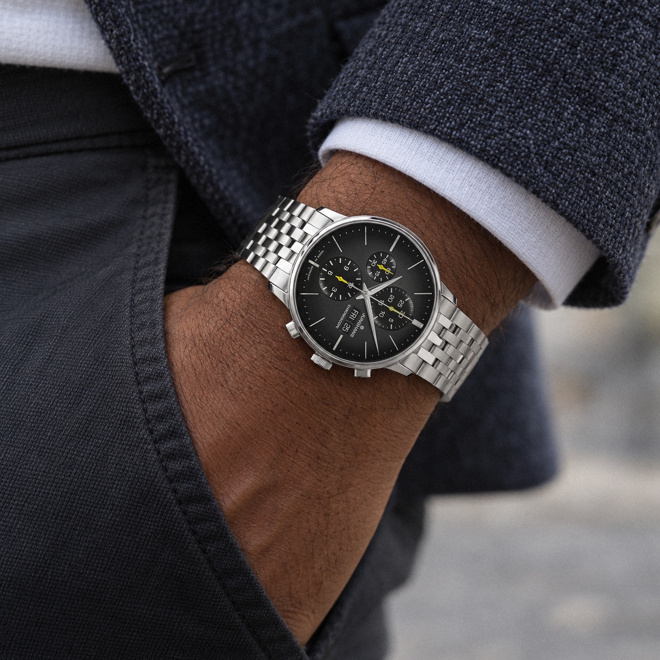 Junghans 27-442947 Meister Chronoscope English Date 41mm zegarek elegancki Meister - miniatura 4