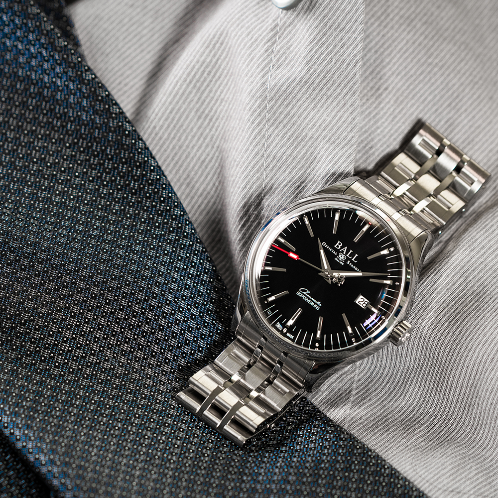 Ball NM3280D-S1CJ-BK Trainmaster Manufacture 80 Hours Automatic Chronometer Trainmaster klasyczny zegarek srebrny - miniatura 9
