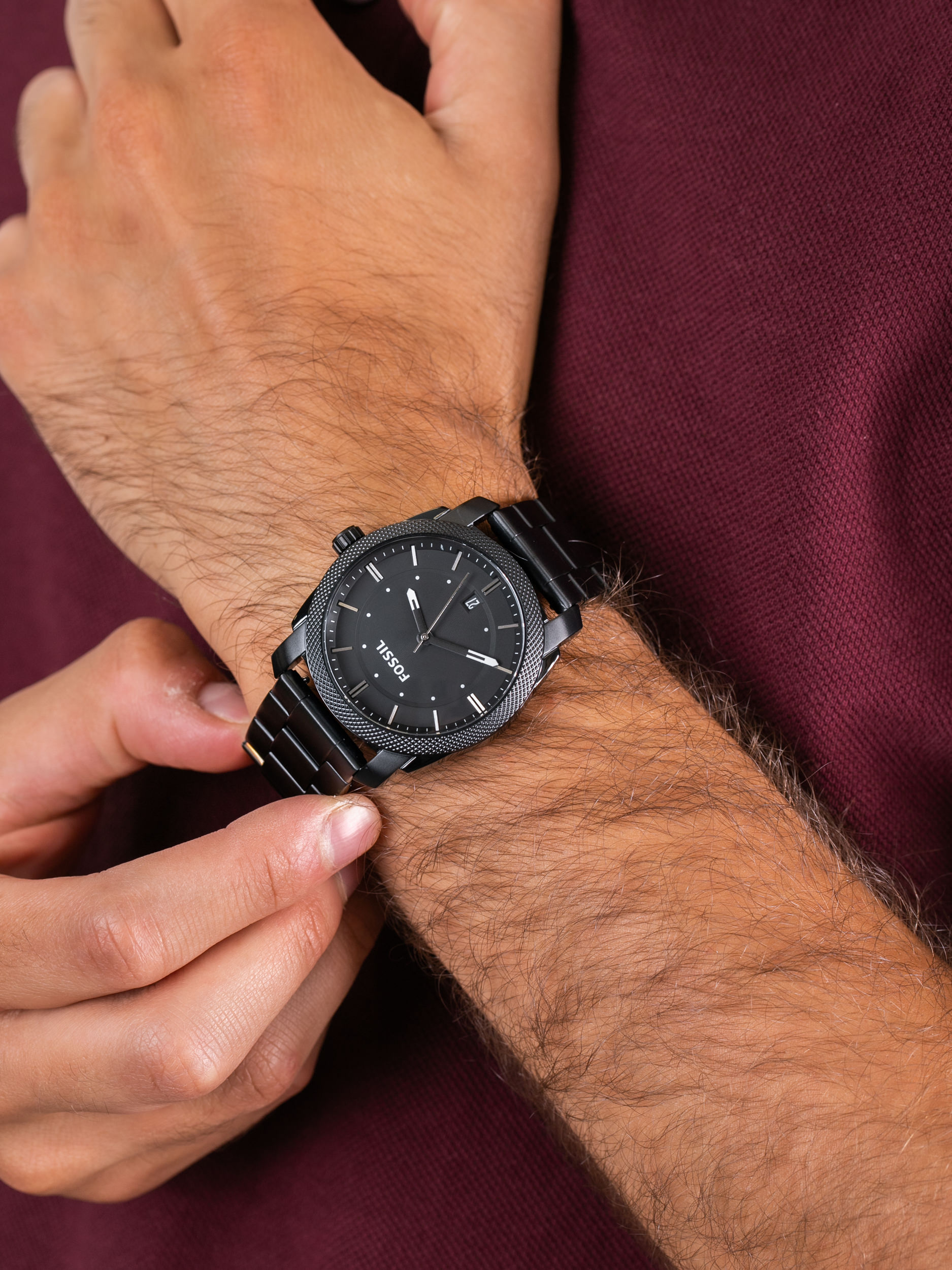 MACHINE Black Stainless Steel 42mm Fossil FS4775 - hover