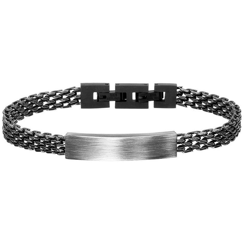 Męska bransoletka mesh blacha do grawerunku na stalowej siatce do grawerunku efekt vintage Manoki BA1208B 