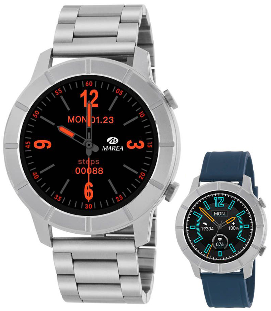 Smartwatch Marea 45mm Srebrny + pasek Niebieski Marea B58003/3 