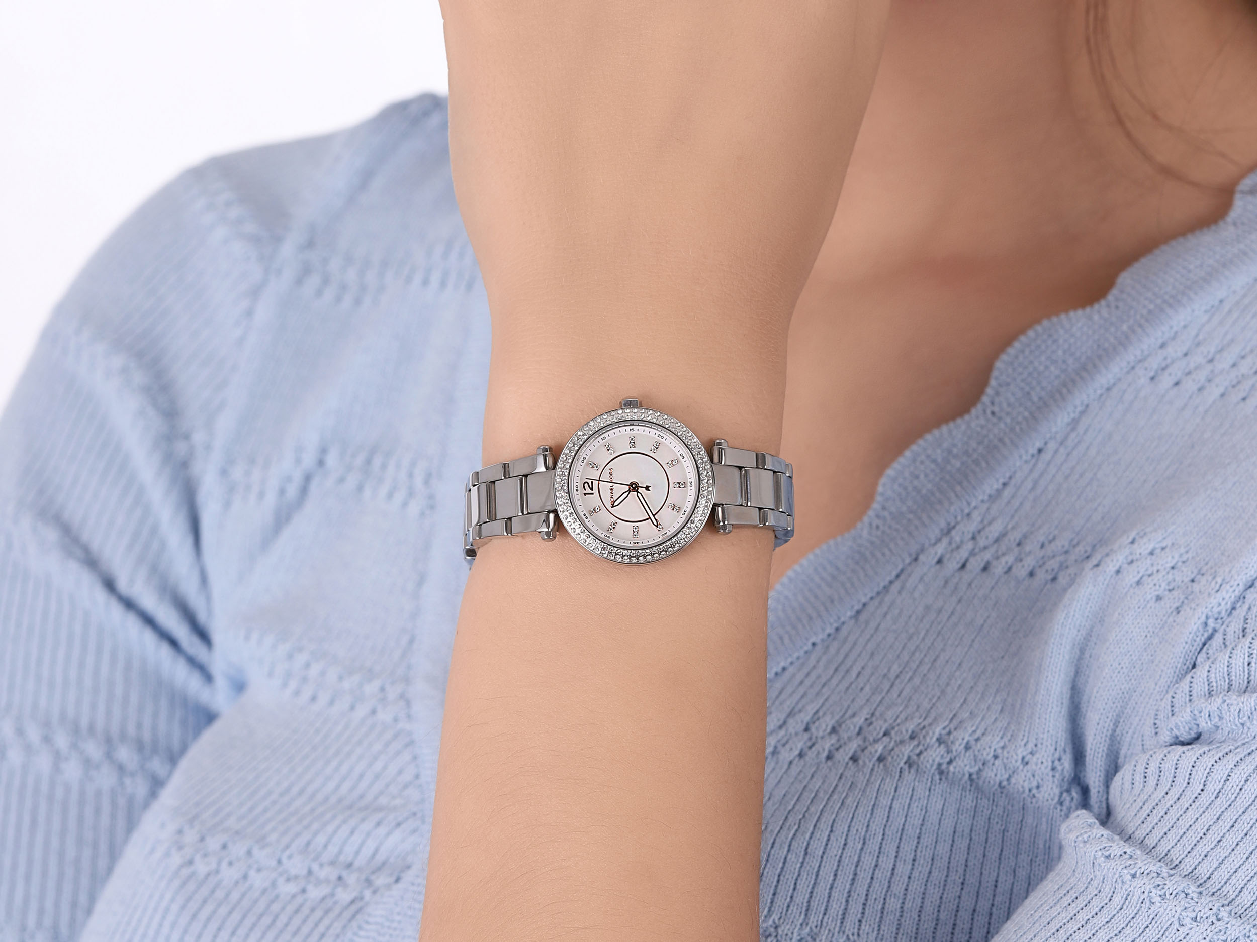 Michael Kors MK6932 zegarek srebrny fashion/modowy Mini Parker bransoleta - miniatura 2