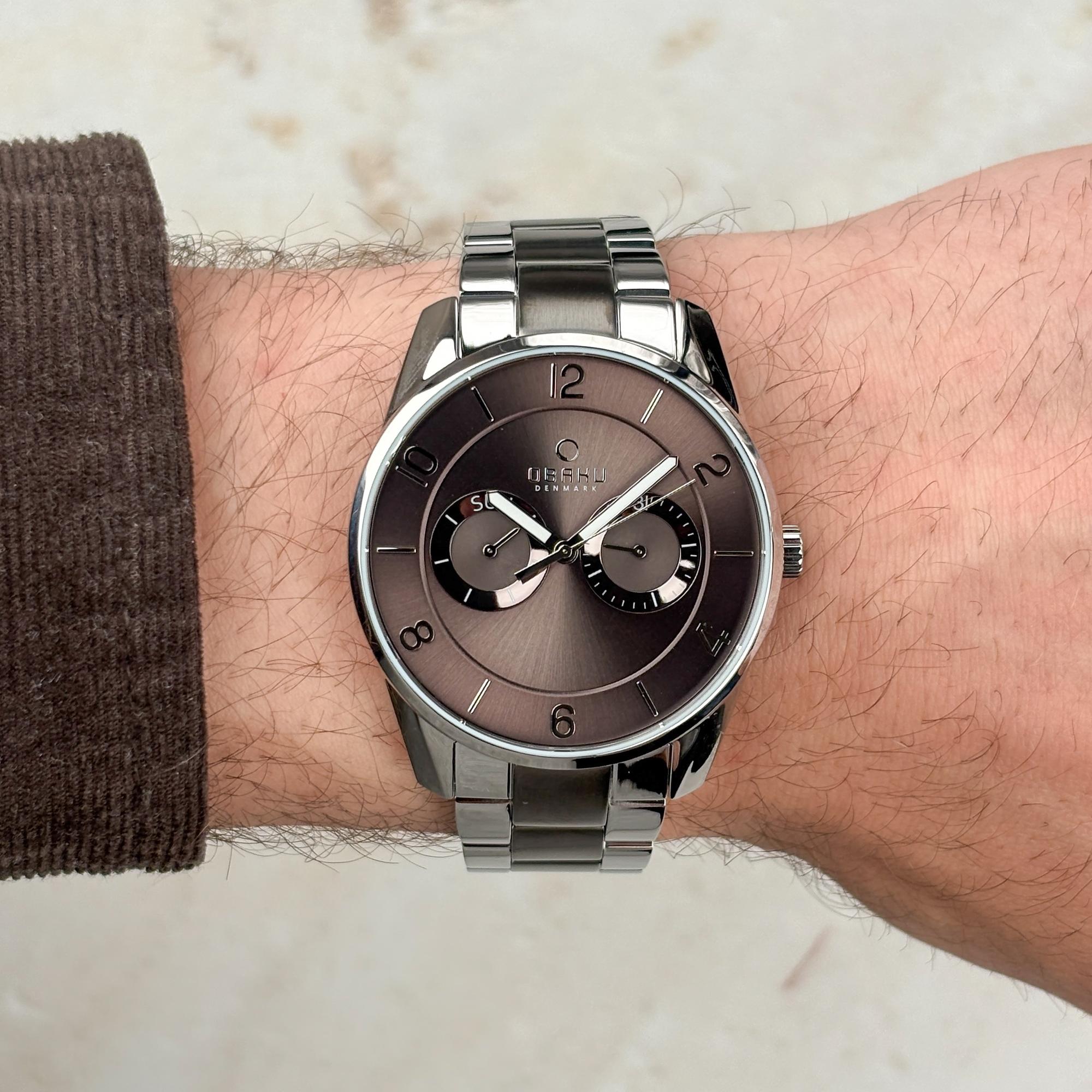 Obaku Denmark V171GMCJSJ Męskie Flint - SteeL Bi - Christian Mikkelsenl zegarek męski klasyczny mineralne - miniatura 8