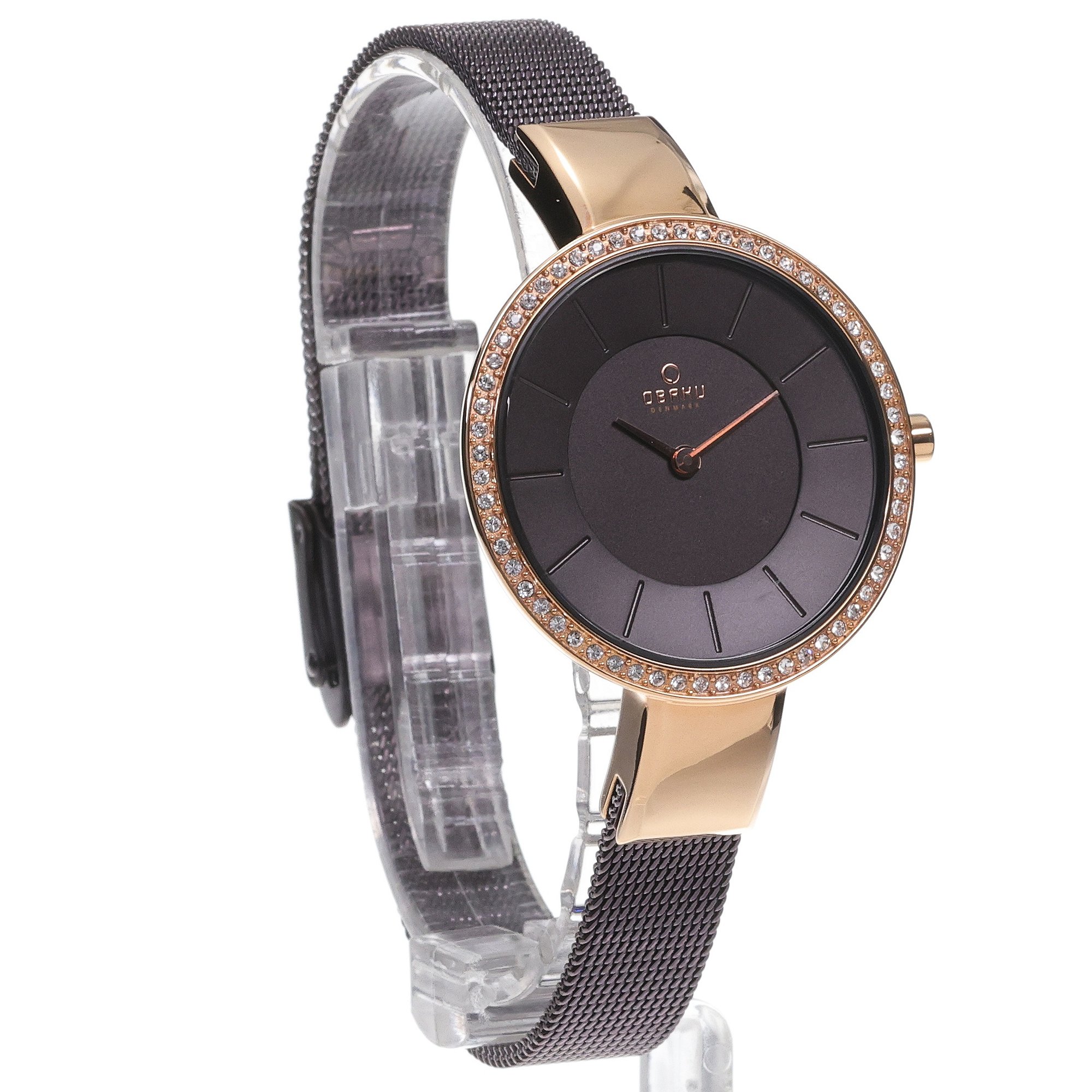 Obaku Denmark V179LEVNMN Slim SOL GLIMT - WALNUT - Christian Mikkelsen zegarek damski klasyczny mineralne - miniatura 3