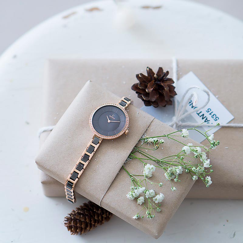Obaku Denmark V183LXVNSV VIND - COFFEE Slim fashion/modowy zegarek różowe złoto - miniatura 6
