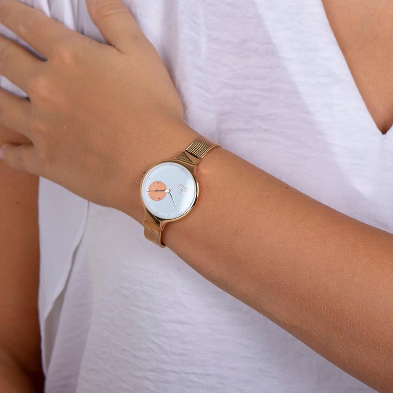 Obaku Denmark V201LDVWMV ENG - ROSE Slim fashion/modowy zegarek różowe złoto - miniatura 8