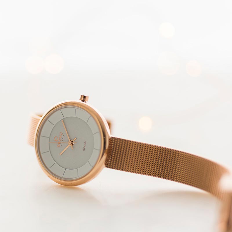 Obaku Denmark V206LRVWMV zegarek różowe złoto klasyczny Solar bransoleta - miniatura 5