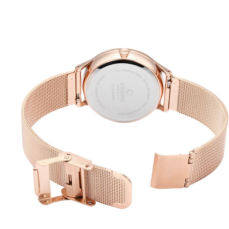 Obaku Denmark V212LMVIMV zegarek różowe złoto klasyczny Slim bransoleta - miniatura 5