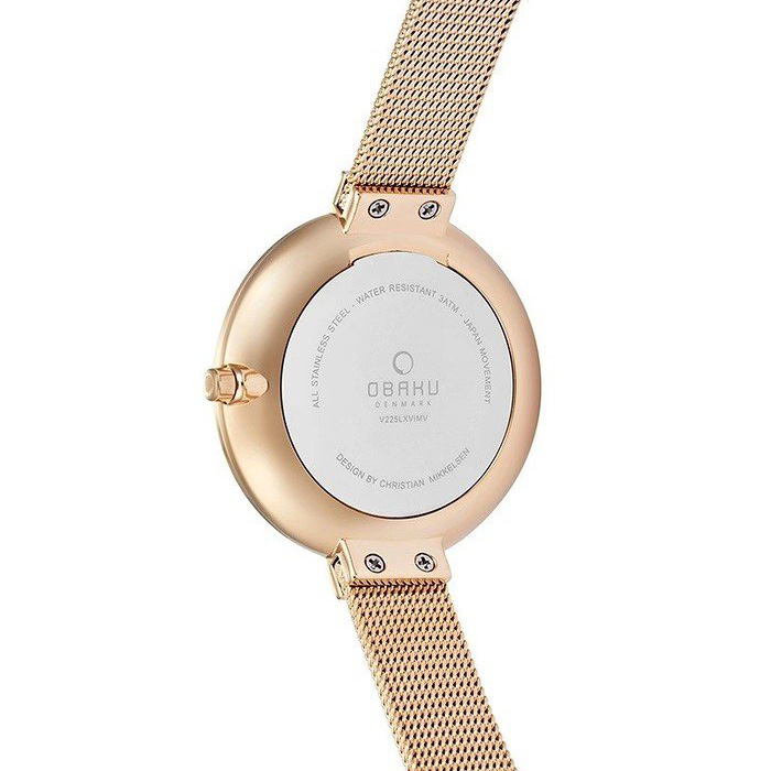 Obaku Denmark V225LXVIMV zegarek damski Slim różowe złoto - miniatura 5