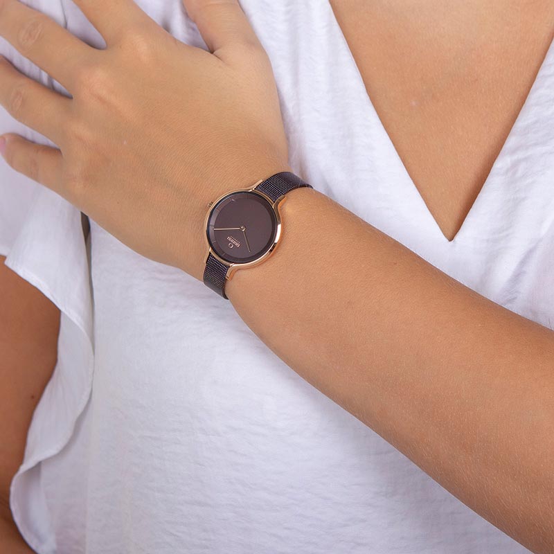 Obaku Denmark V228LXVNMN Slim KYST - WALNUT zegarek damski klasyczny mineralne - miniatura 6