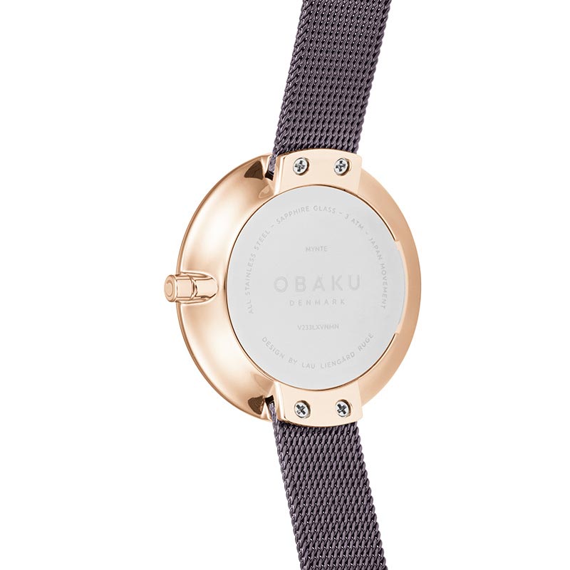 Obaku Denmark V233LXVNMN NOTAT - WALNUT Slim klasyczny zegarek różowe złoto - miniatura 4