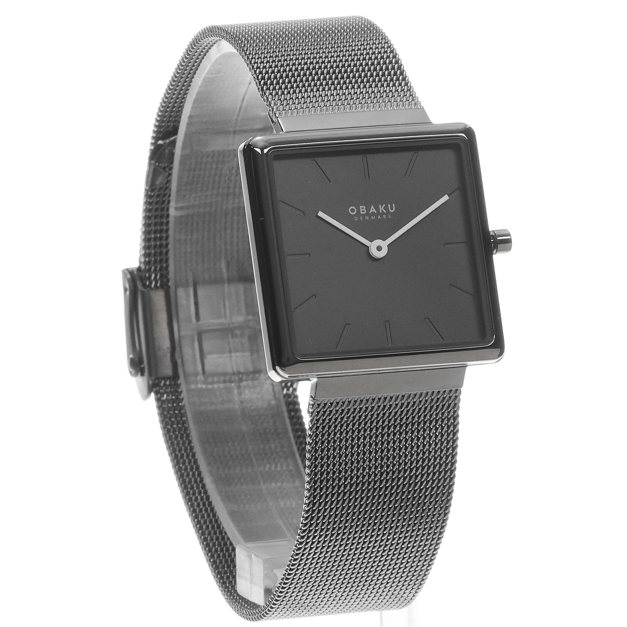 Obaku Denmark V236LXUUMU Damskie Kvadrat - Black Steel - Christian Mikkelsen zegarek damski klasyczny szafirowe - miniatura 3