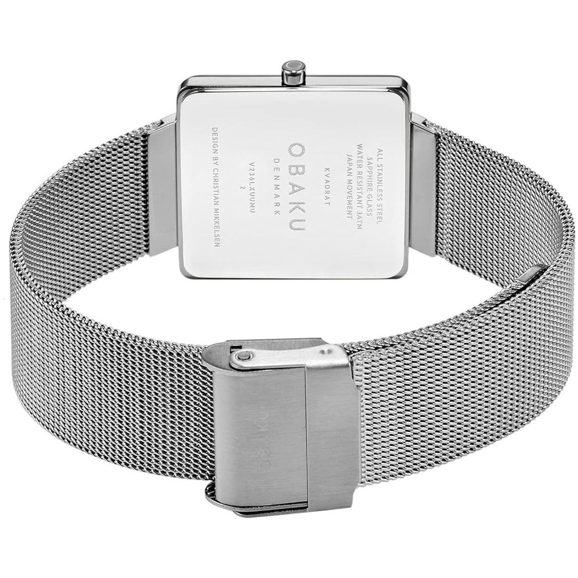 Obaku Denmark V236LXUUMU KVADRAT - BLACK STEEL - Christian Mikkelsen zegarek klasyczny Slim - miniatura 7
