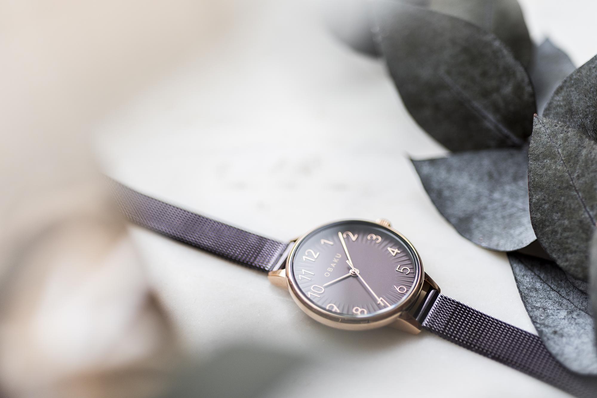 Obaku Denmark V237LXVNMN SYREN - WALNUT - Aros Design House Damskie klasyczny zegarek różowe złoto - miniatura 9