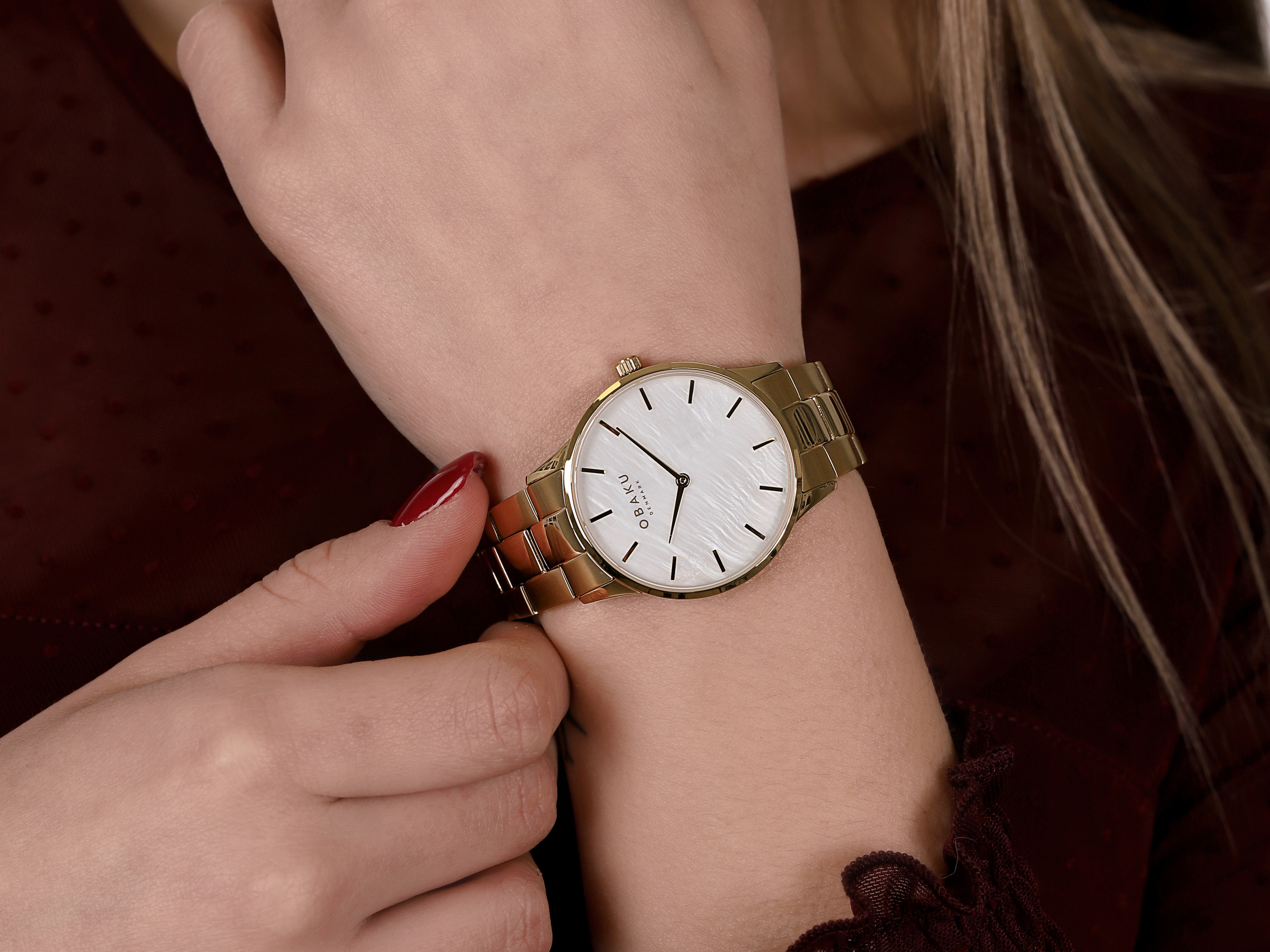 Obaku Denmark V247LXGWSG LYNG LILLE - GOLD Slim klasyczny zegarek złoty - miniatura 5