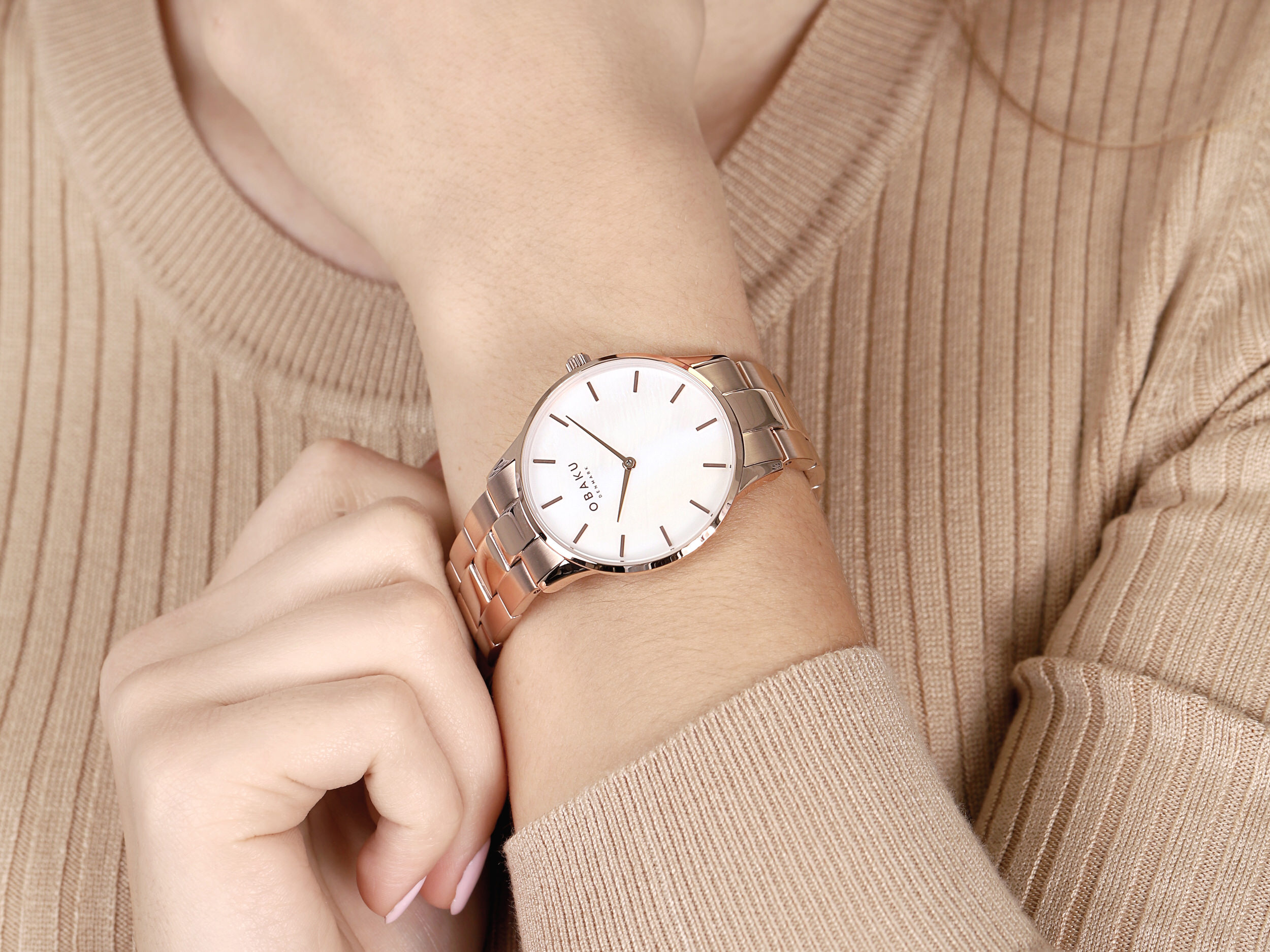 Obaku Denmark V247LXVWSV LYNG - LILLE ROSE Slim klasyczny zegarek różowe złoto - miniatura 2