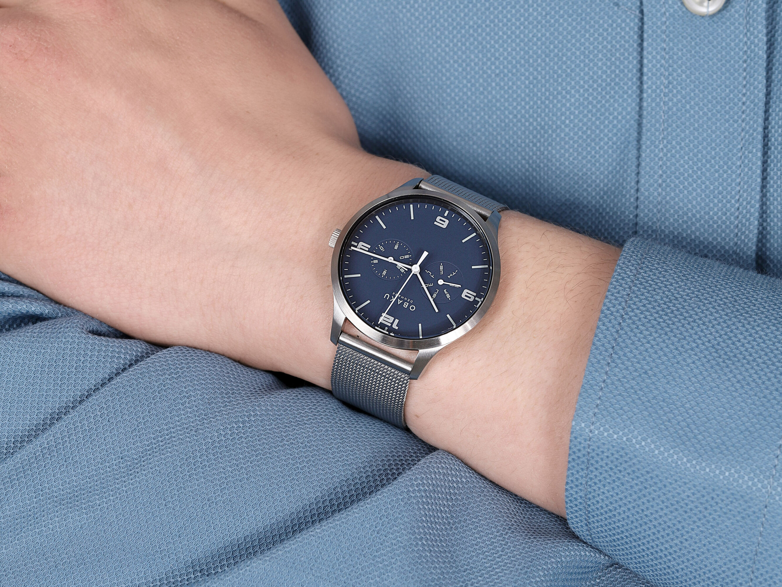 Obaku Denmark V249GMCLMC Slim ASK - CYAN zegarek męski klasyczny mineralne utwardzane - miniatura 5