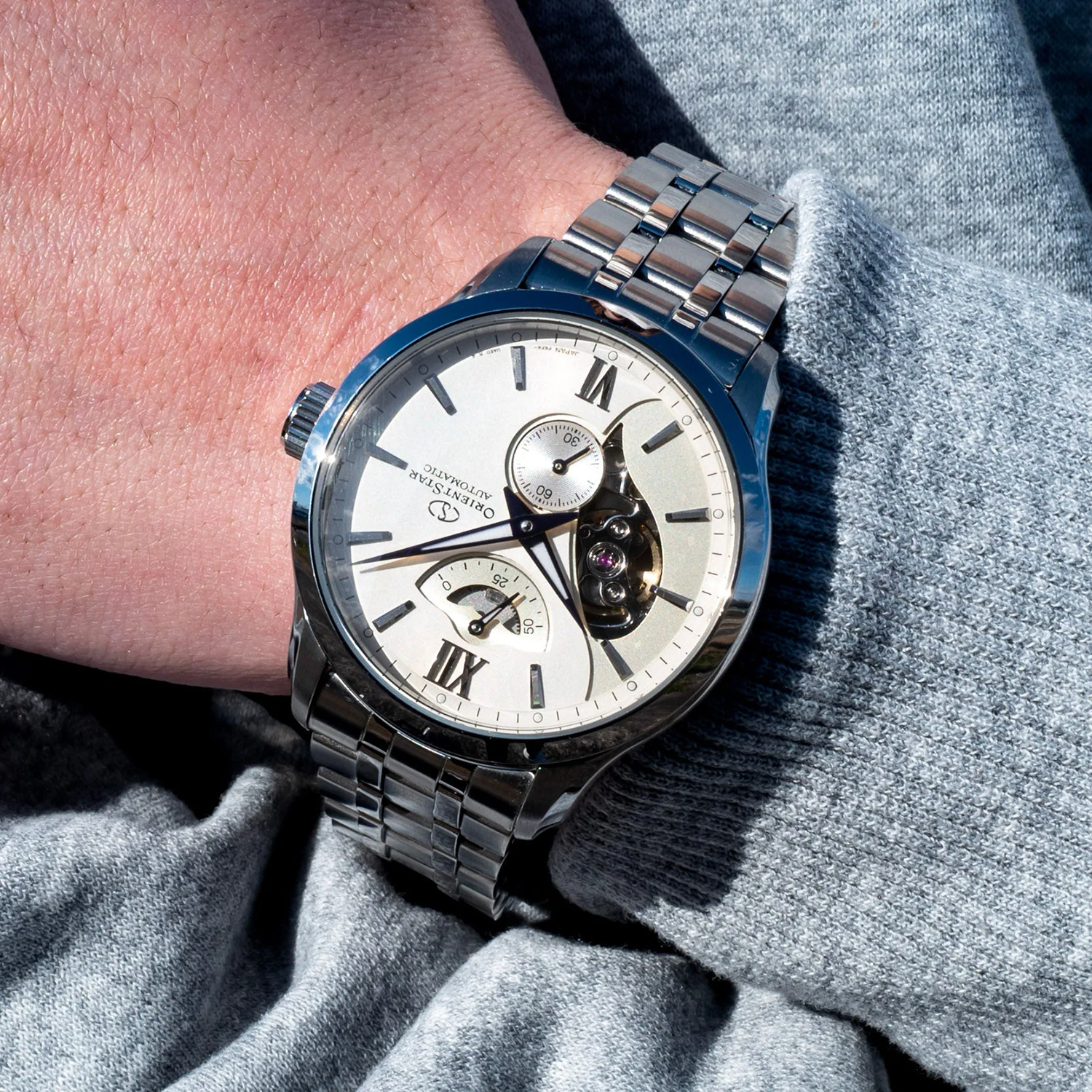 Orient Star RE-AV0B01S00B Contemporary Contemporary Layered Skeleton Automatic zegarek męski klasyczny szafirowe - miniatura 5