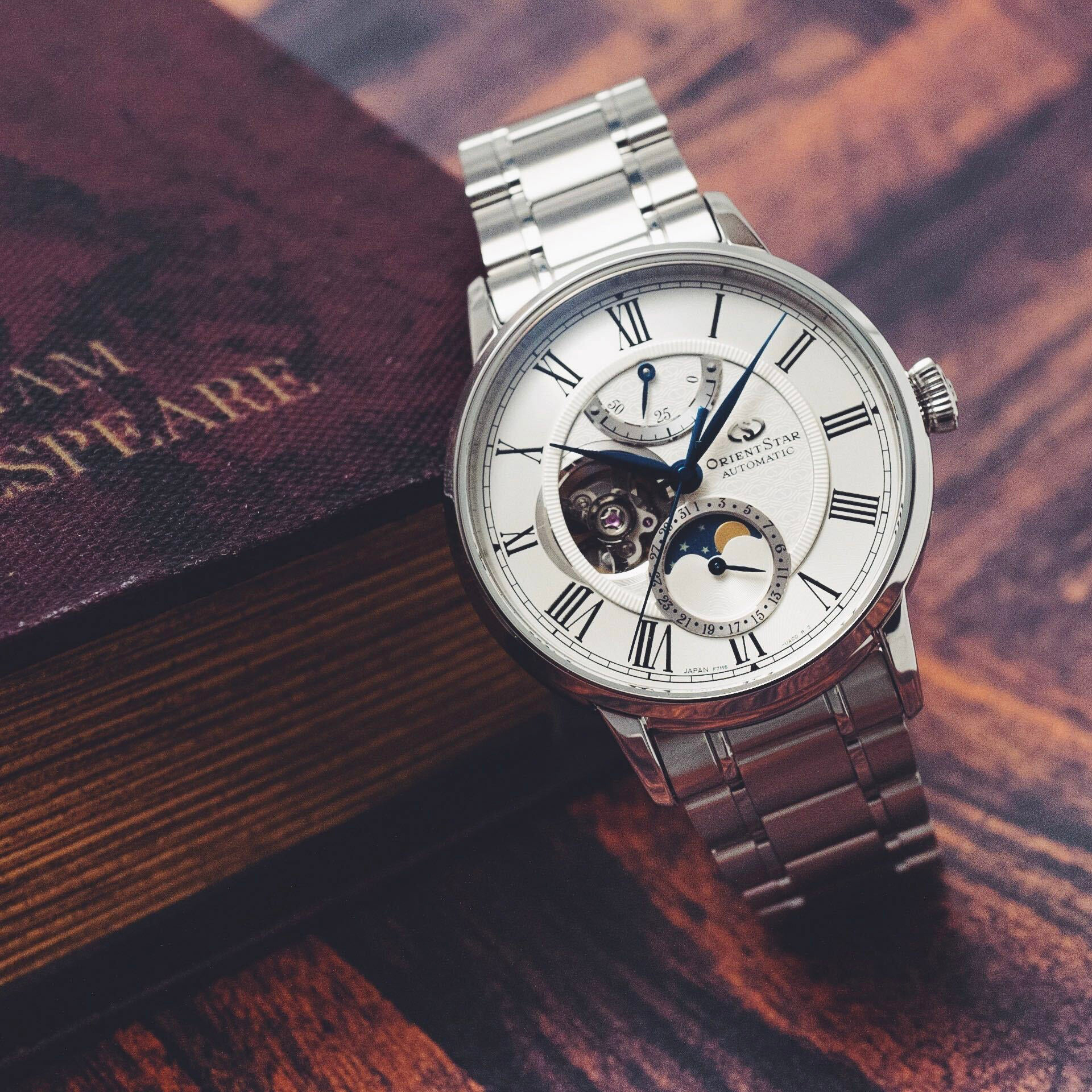 Orient Star RE-AY0102S00B zegarek srebrny klasyczny Open Heart bransoleta - miniatura 5