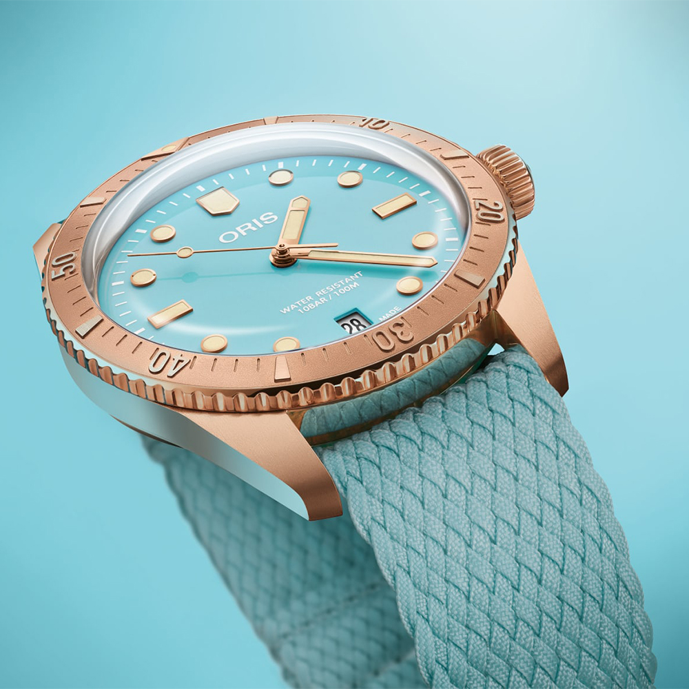 Oris 01 733 7771 3155-07 3 19 02BRS DIVERS SIXTY-FIVE COTTON CANDY Tiffany Blue zegarek klasyczny Divers - miniatura 4
