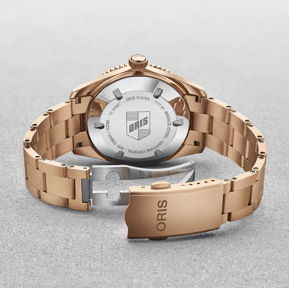 Oris 01 733 7771 3158-07 8 19 15 zegarek brązowy klasyczny Divers bransoleta - miniatura 6