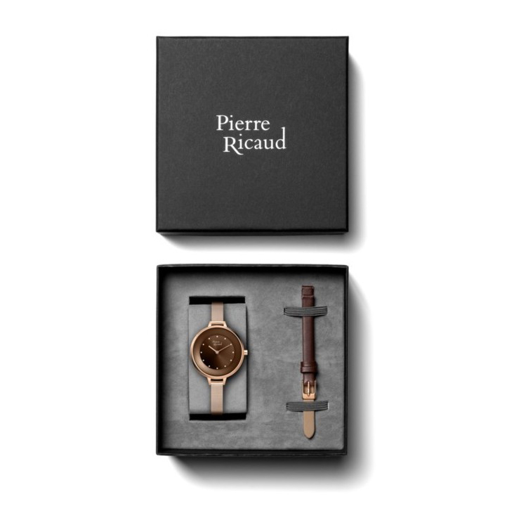 Pierre Ricaud P22039914GQ-SET zegarek różowe złoto fashion-modowy Bransoleta bransoleta