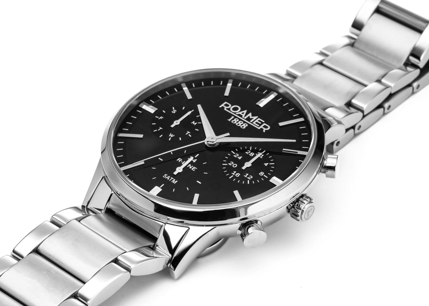 Roamer 718982 41 55 70 zegarek srebrny klasyczny R-Line bransoleta - miniatura 5