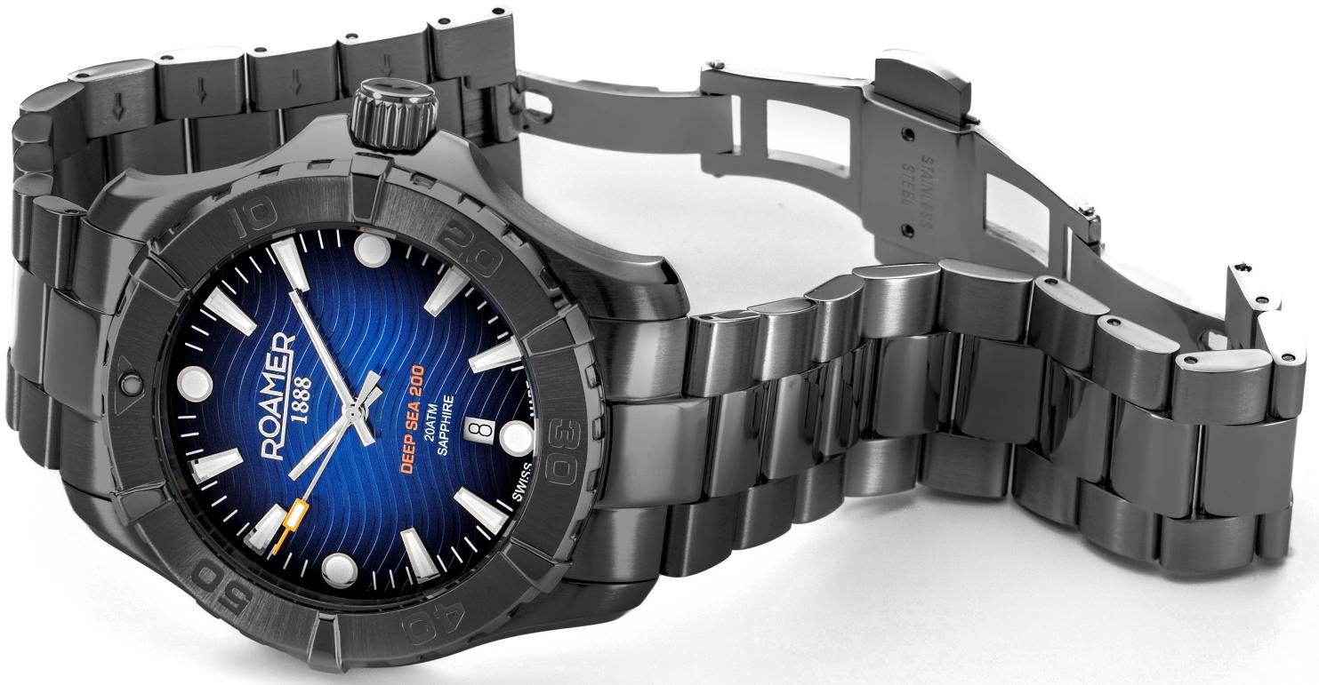 Roamer 860833 44 45 70 zegarek czarny klasyczny Deep Sea bransoleta - miniatura 2