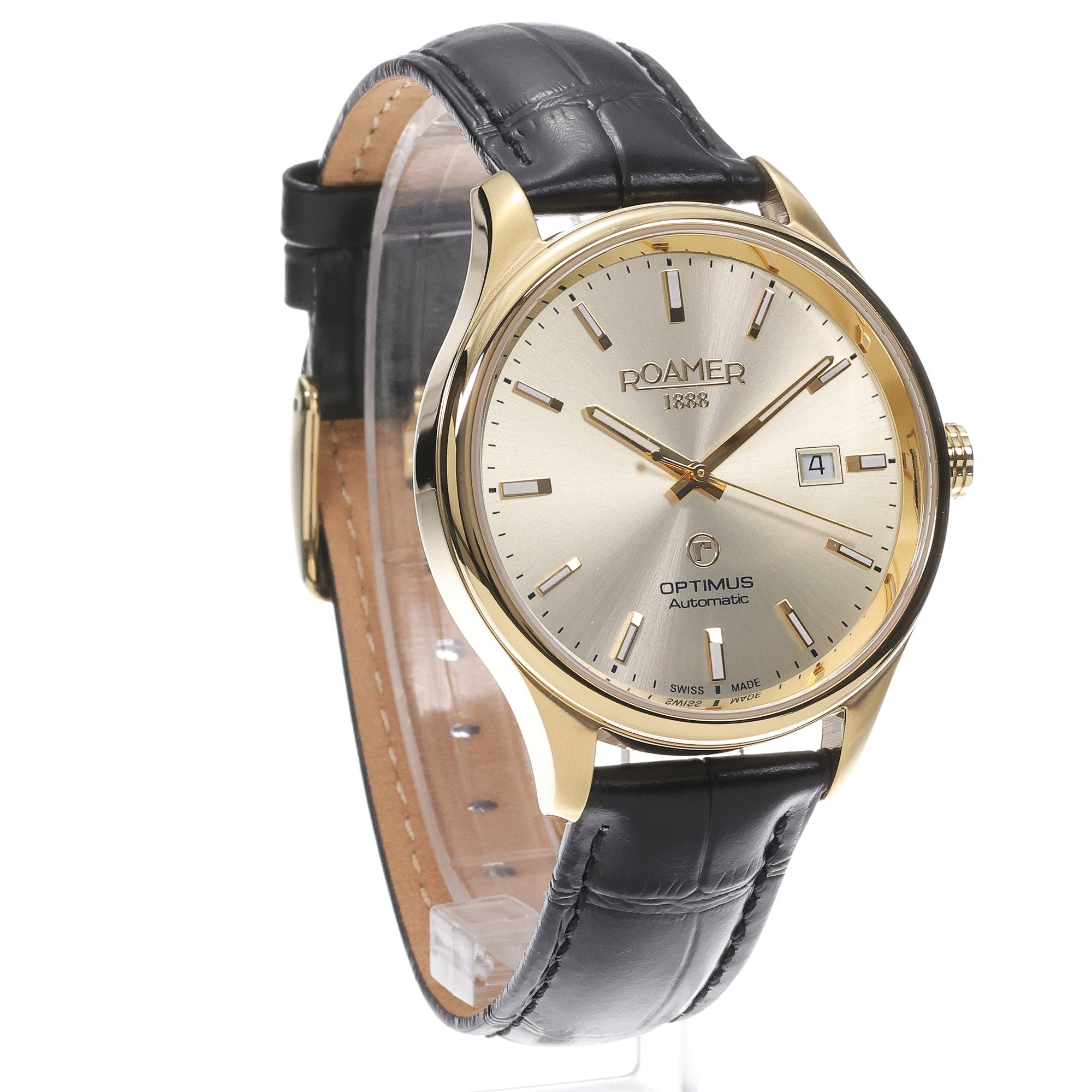 Roamer 983983 48 35 05 zegarek złoty klasyczny Optimus pasek - miniatura 3