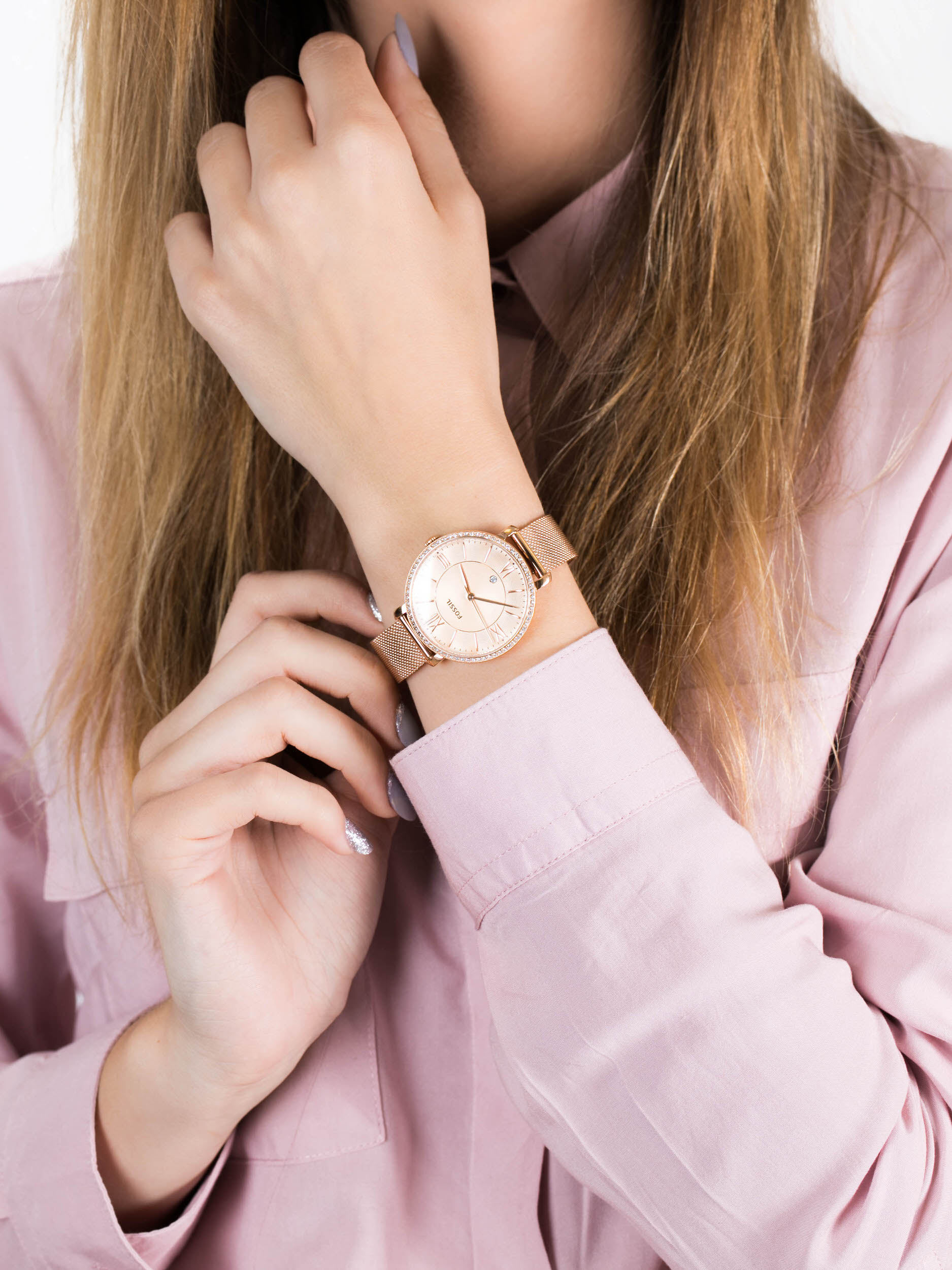 JACQUELINE Rose Gold Stainless Steel 36mm Fossil ES4628 - hover