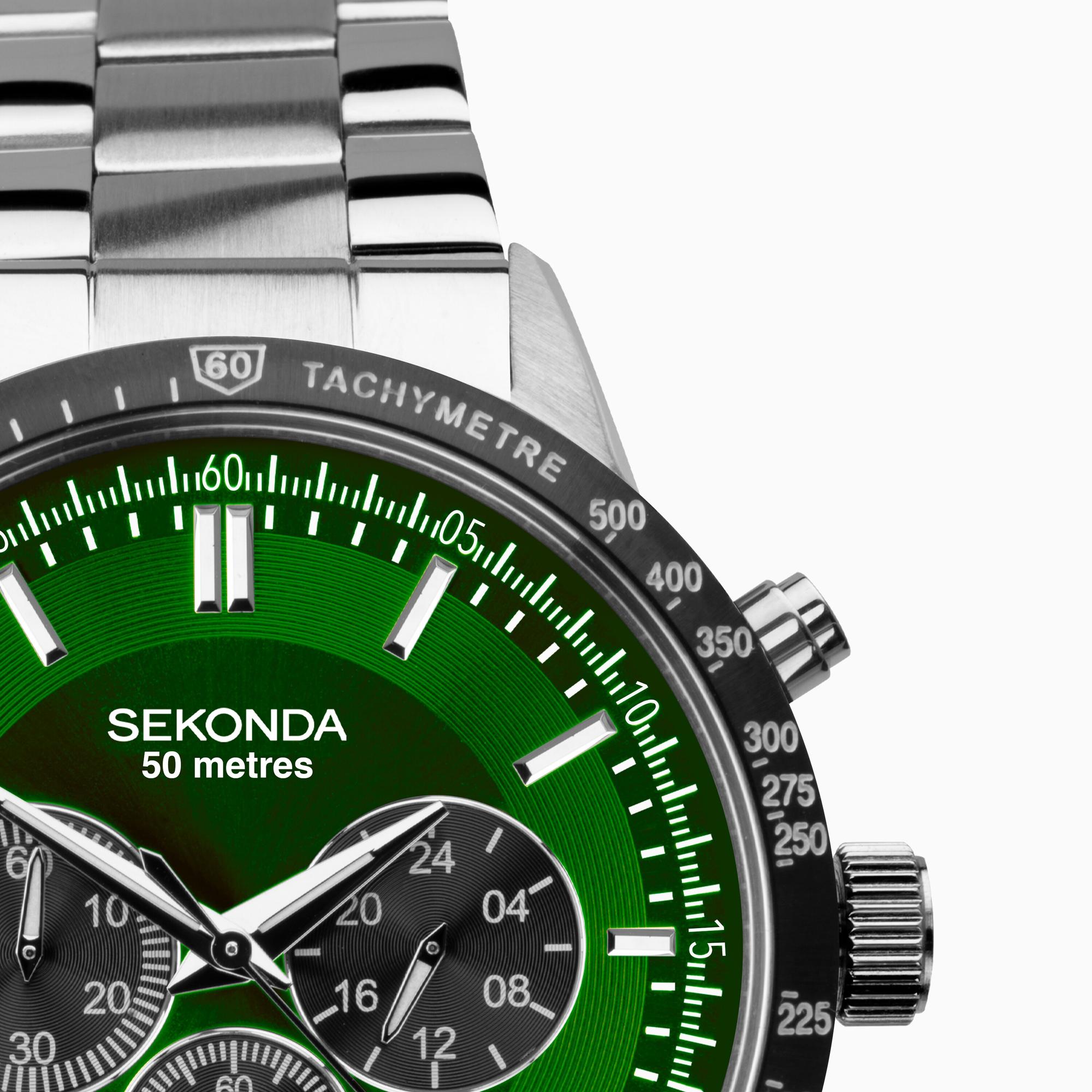 SEK.1913 zegarek srebrny sportowy Chronograph bransoleta - miniatura 5