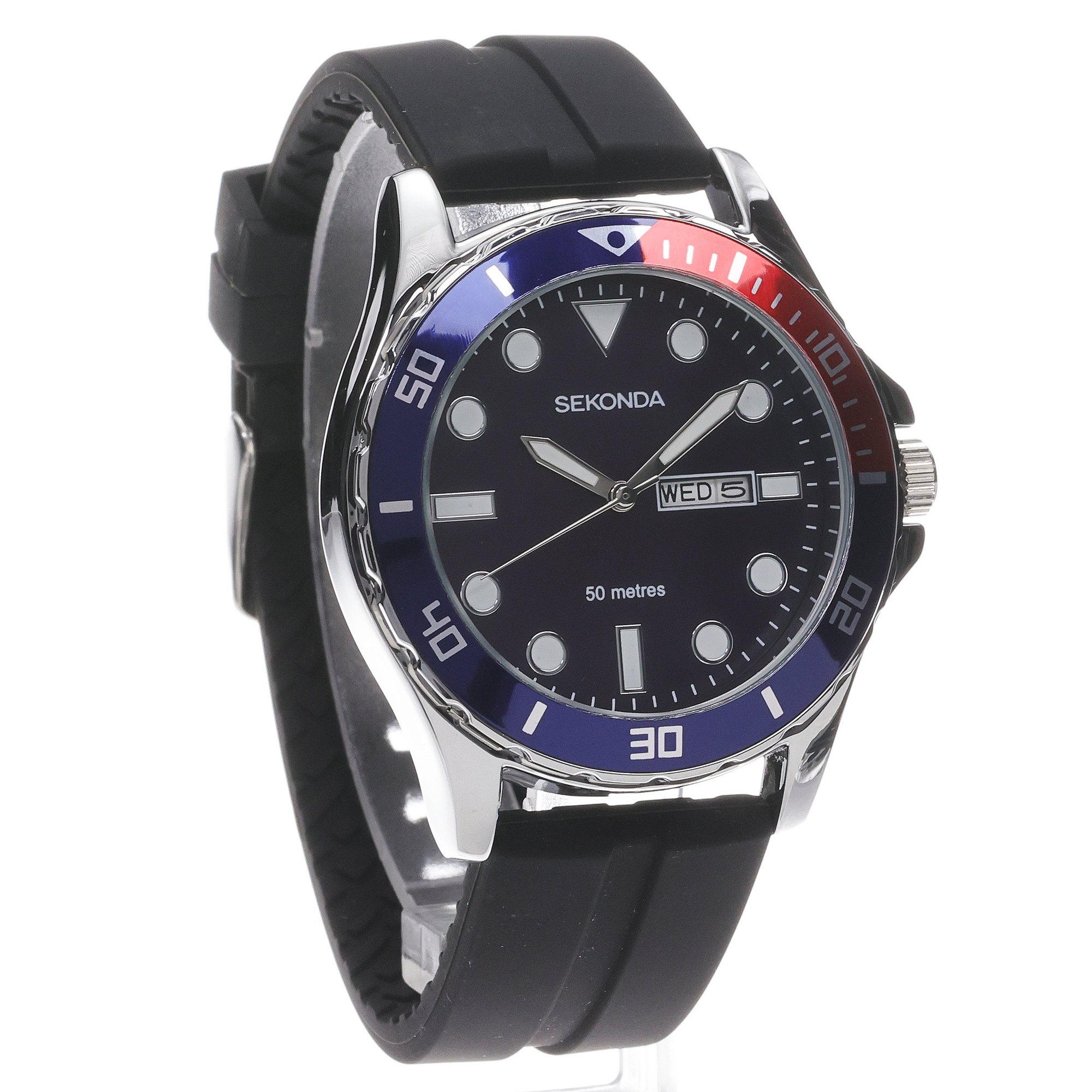 Sekonda 1580 zegarek srebrny sportowy Sports pasek - miniatura 3