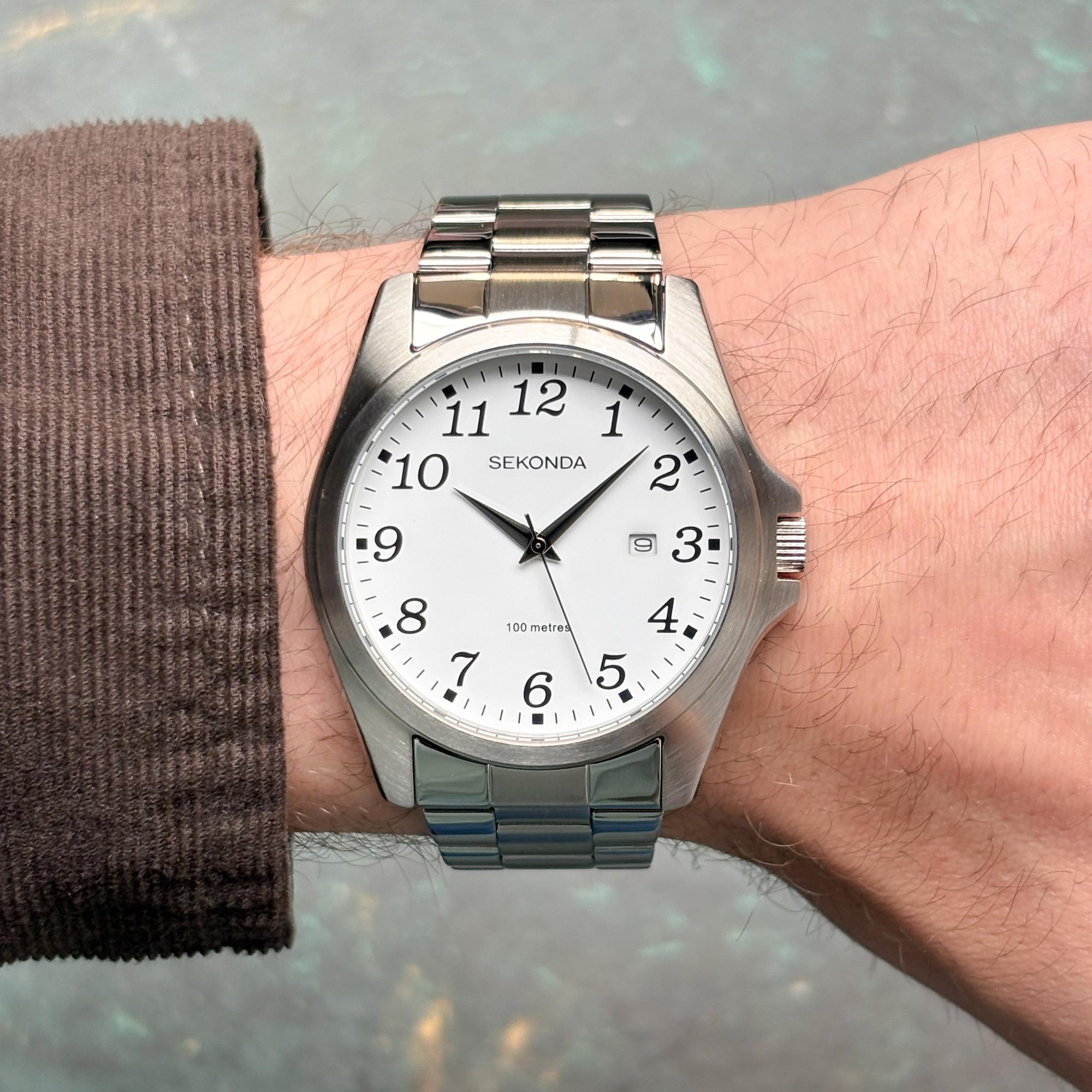 Sekonda 1635 zegarek srebrny klasyczny Classic bransoleta - miniatura 5