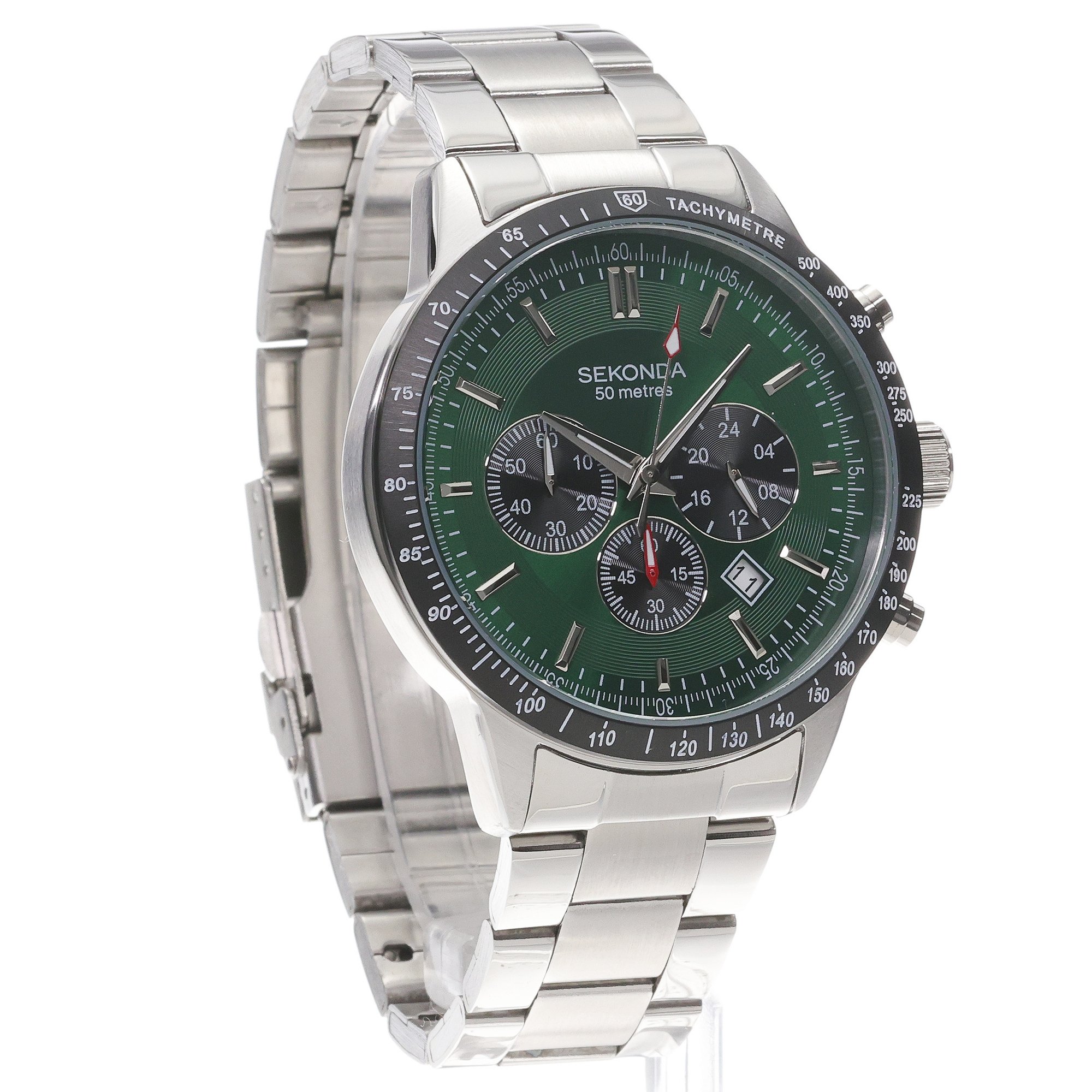 Sekonda 1913 Chronograph sportowy zegarek srebrny - miniatura 3