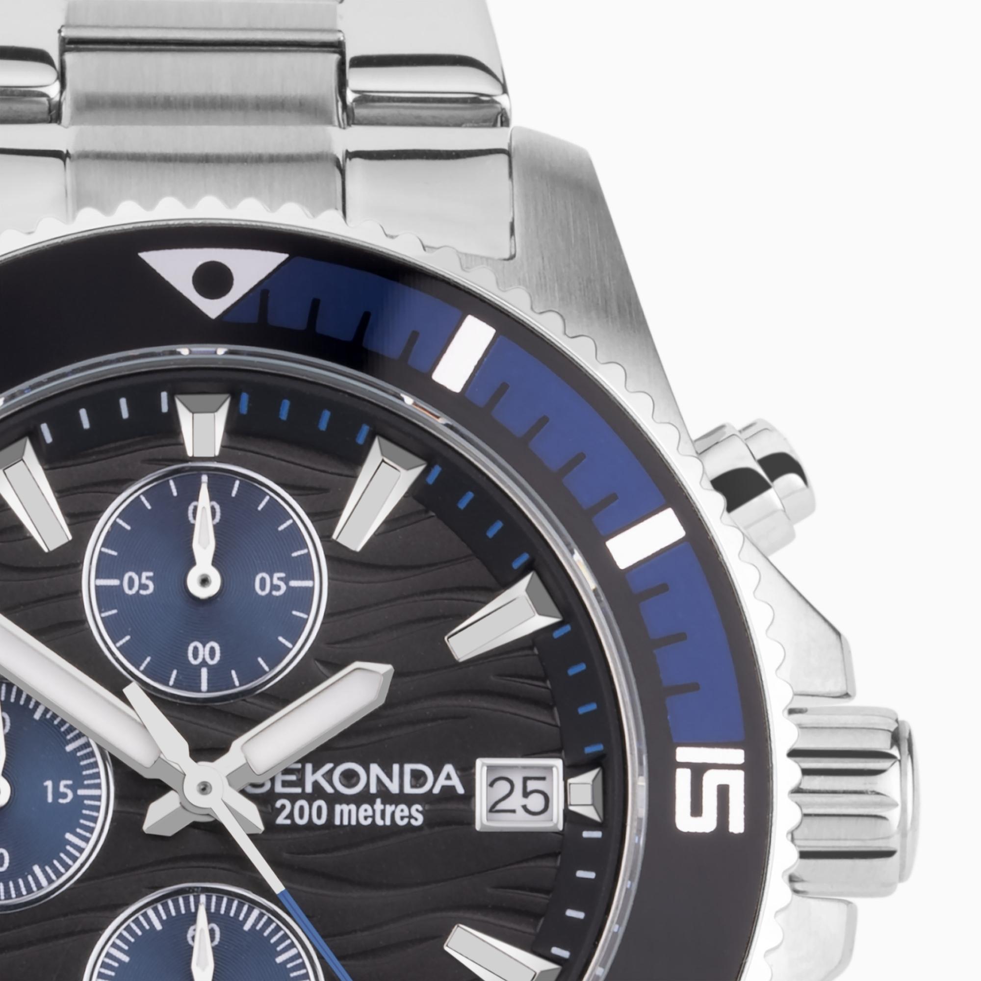 Sekonda 30116 zegarek srebrny sportowy Sports bransoleta