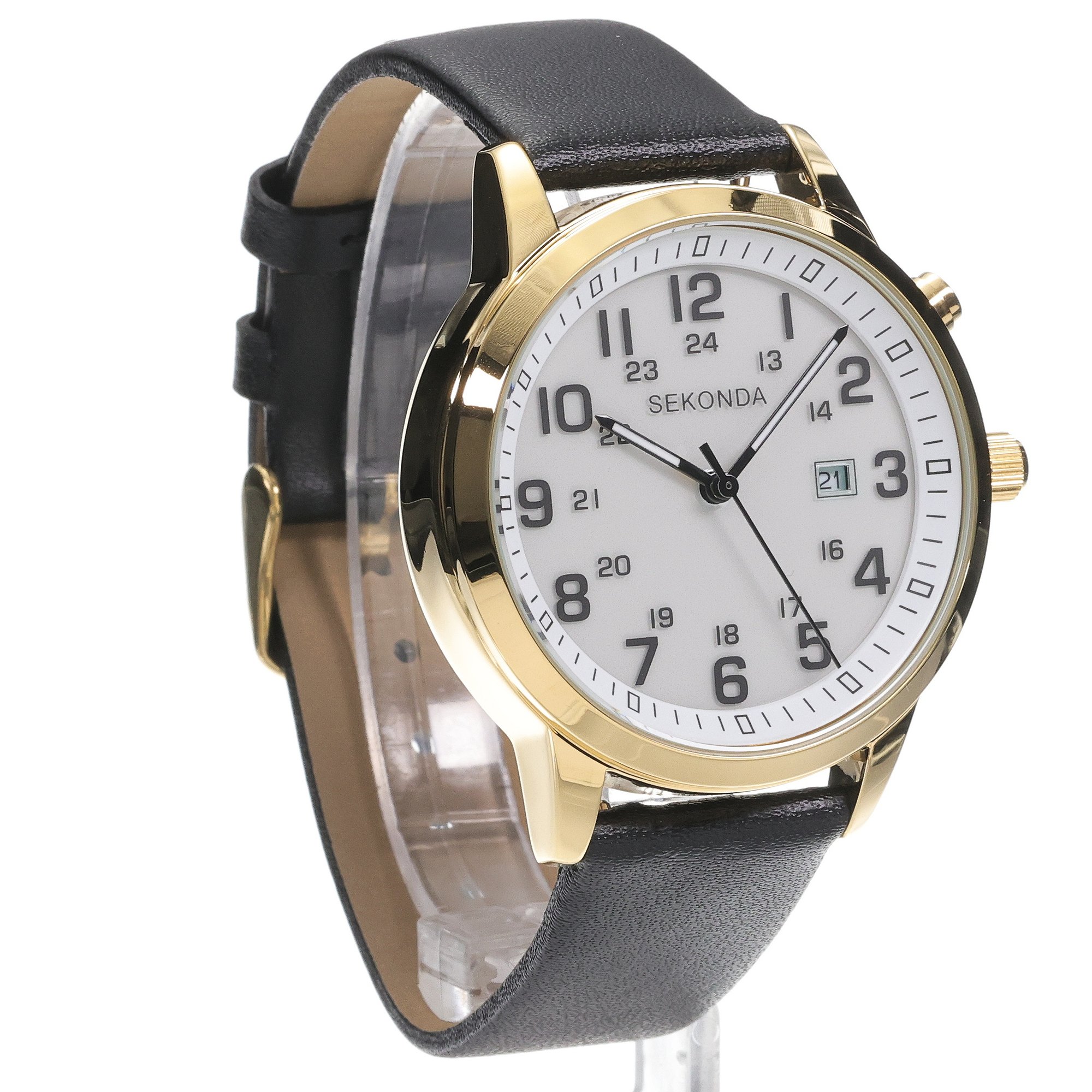 Sekonda 30127 zegarek złoty klasyczny Classic pasek - miniatura 3