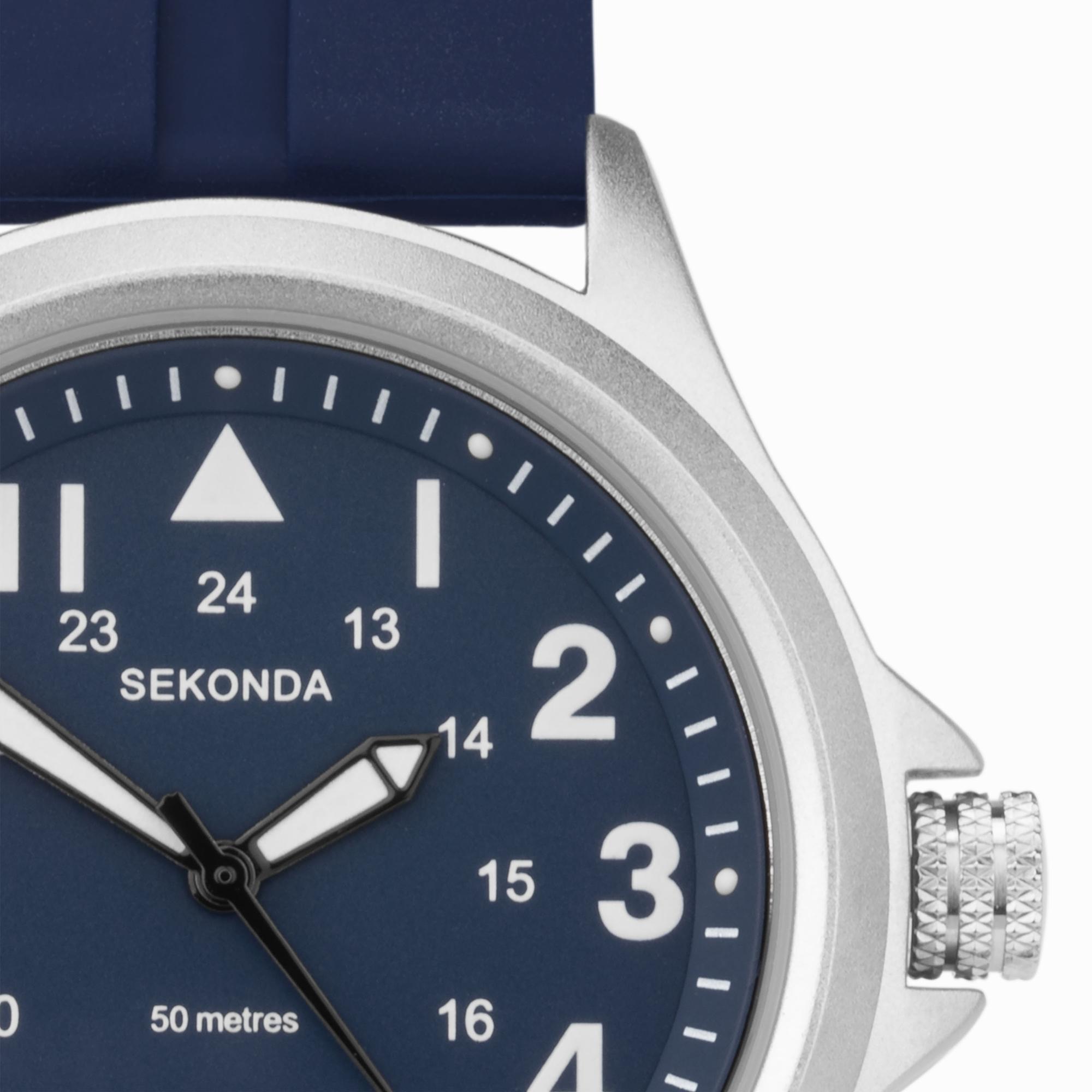 Sekonda 30137 zegarek srebrny klasyczny Pilot pasek