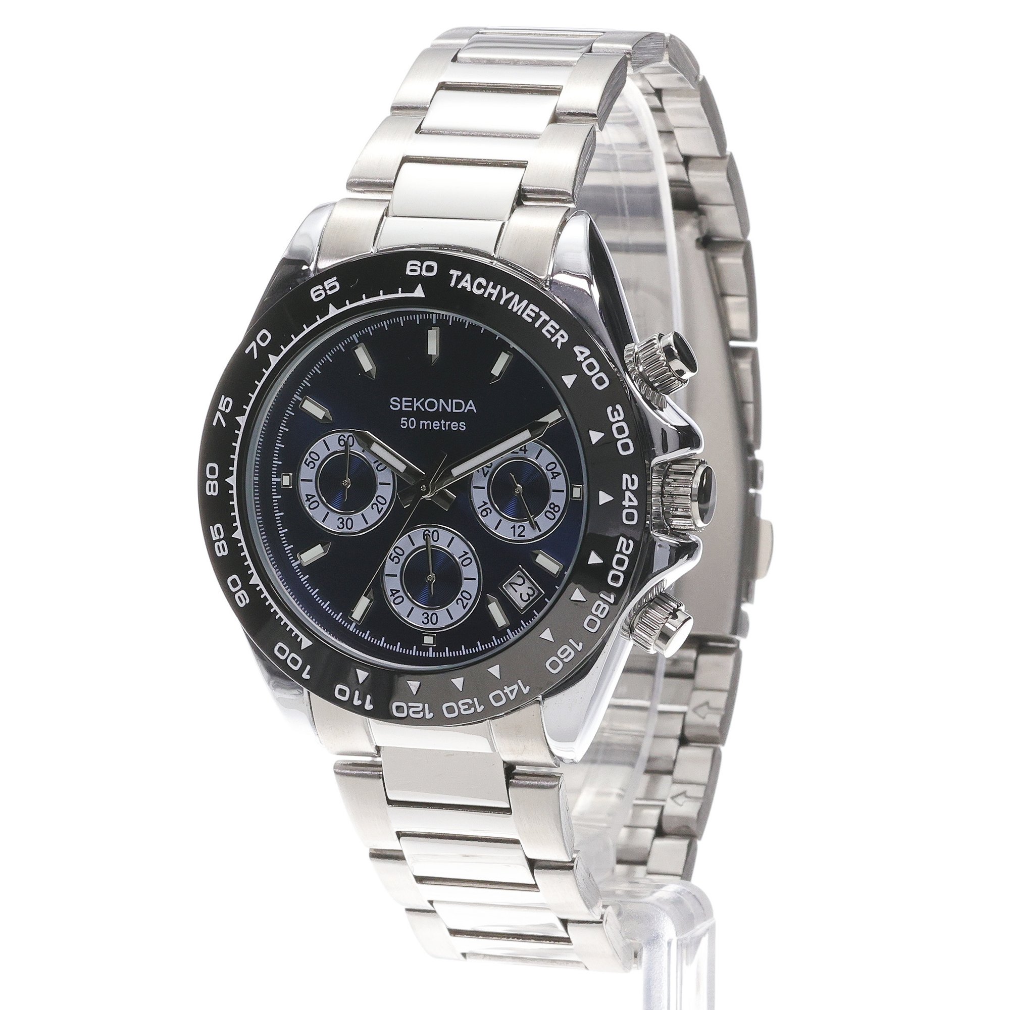 Sekonda 30200 Chronograph sportowy zegarek srebrny - miniatura 2