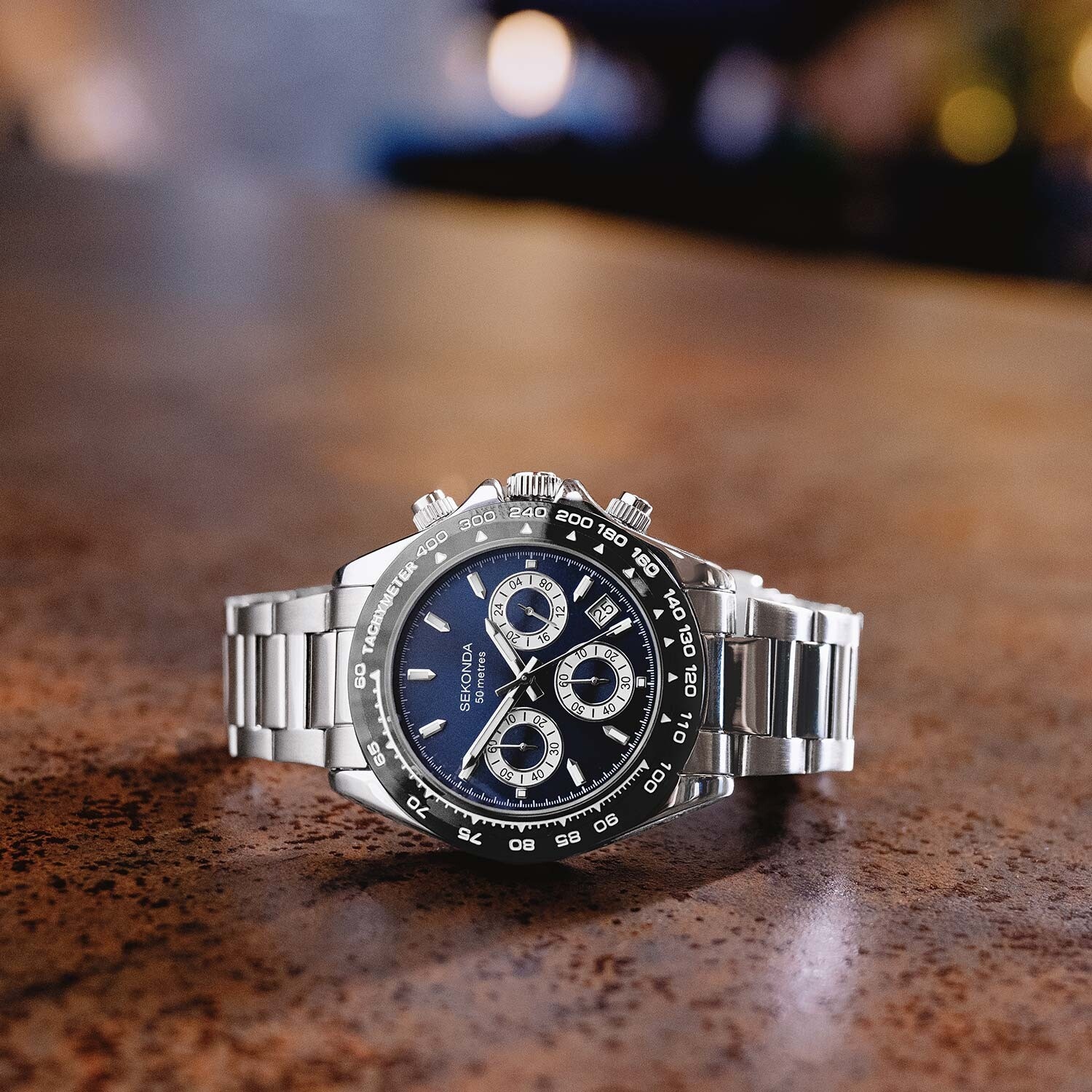 Sekonda 30200 zegarek srebrny sportowy Chronograph bransoleta - miniatura 9