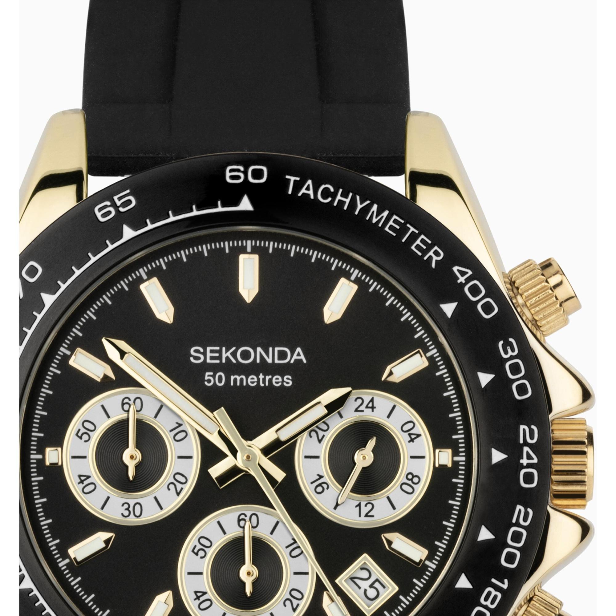 Sekonda 30202 Chronograph sportowy zegarek złoty - miniatura 9