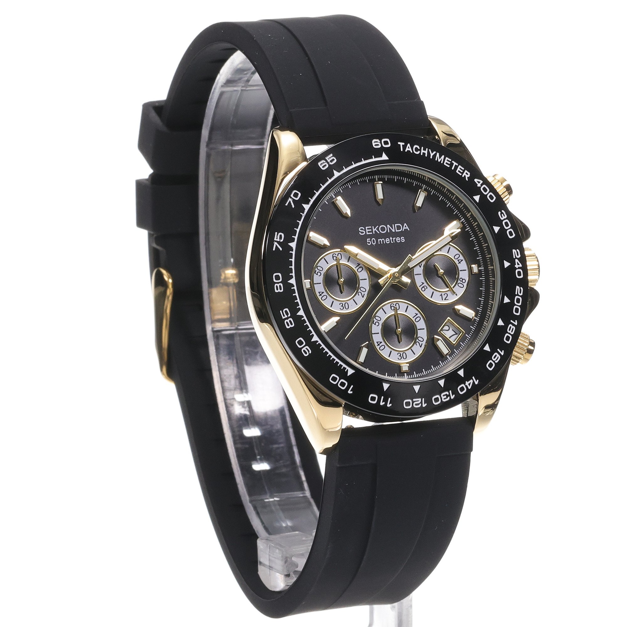 Sekonda 30202 zegarek złoty sportowy Chronograph pasek - miniatura 3