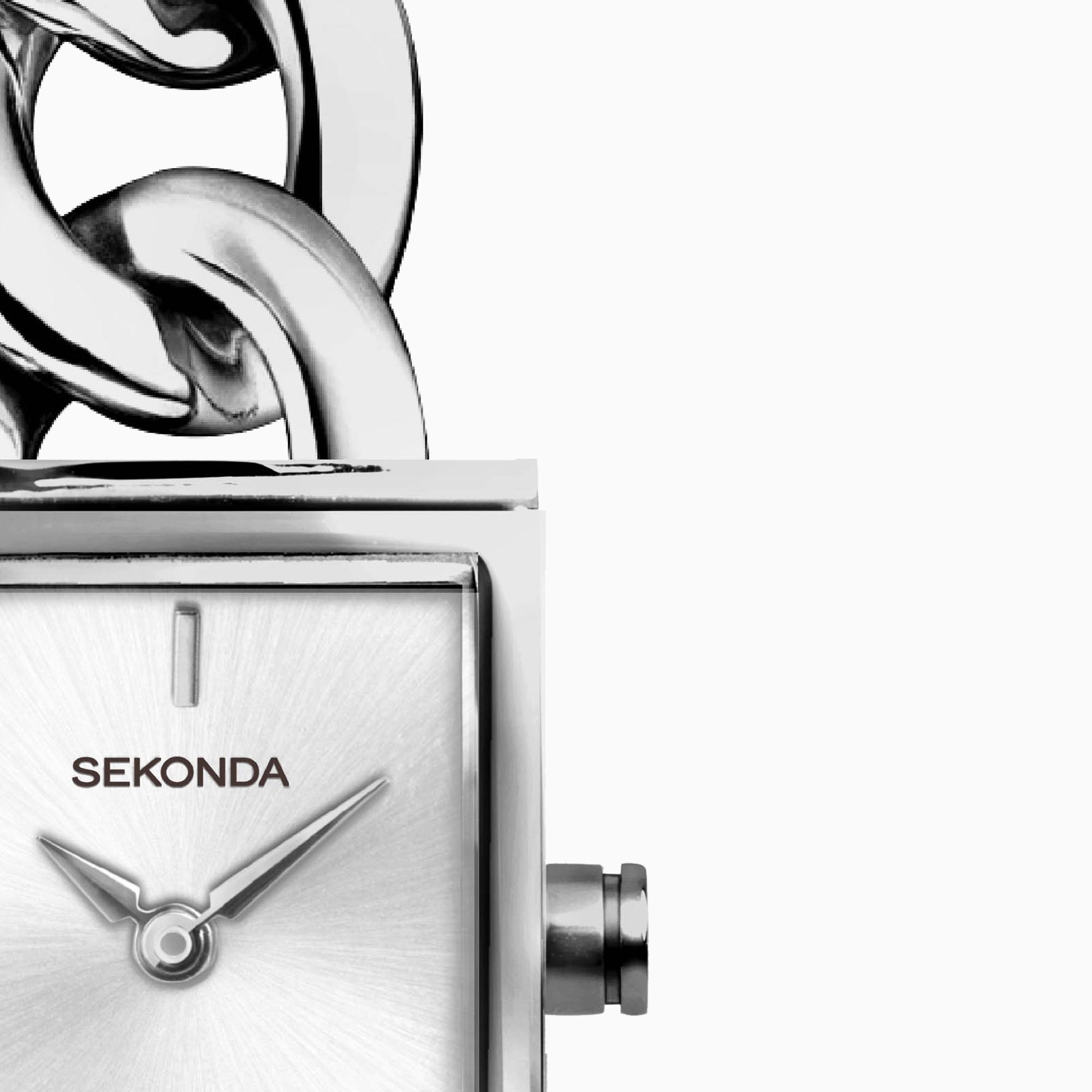 Sekonda 40503 zegarek srebrny elegancki Dress bransoleta - miniatura 8