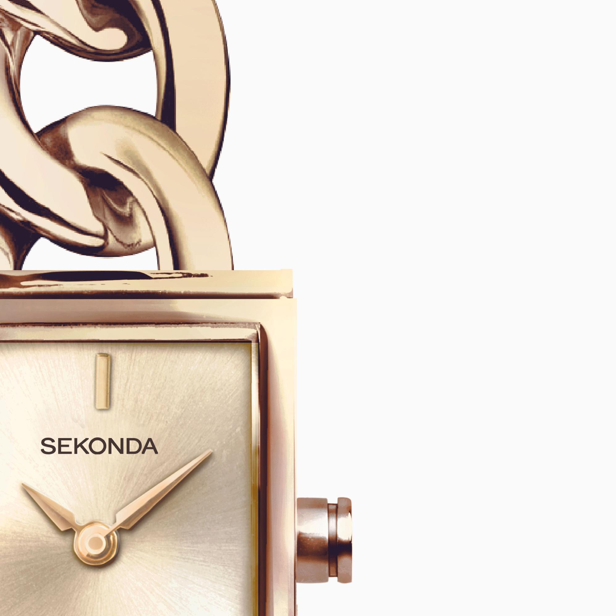 Sekonda 40504 zegarek różowe złoto elegancki Dress bransoleta - miniatura 5