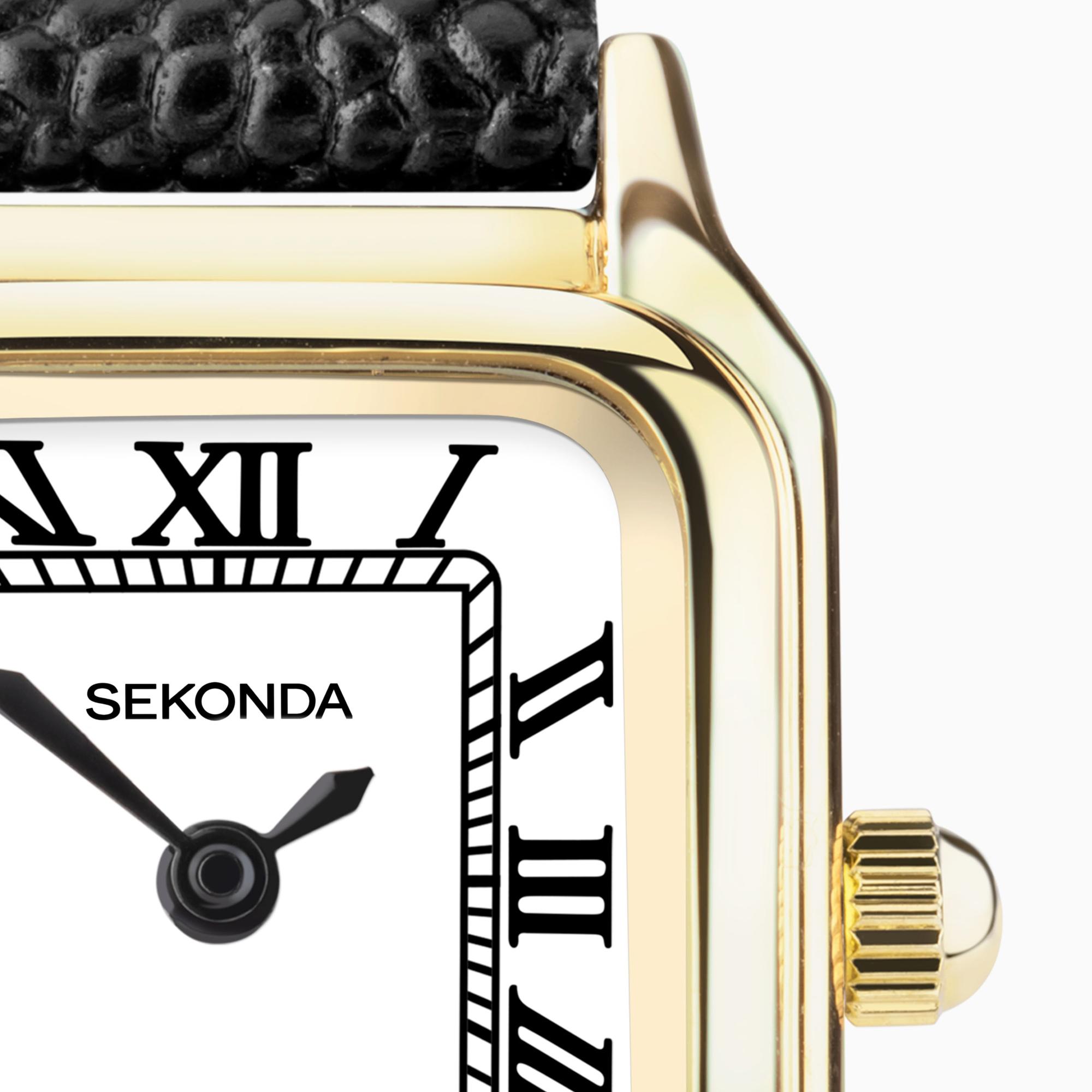 Sekonda 40557 zegarek złoty klasyczny Dress pasek - miniatura 8