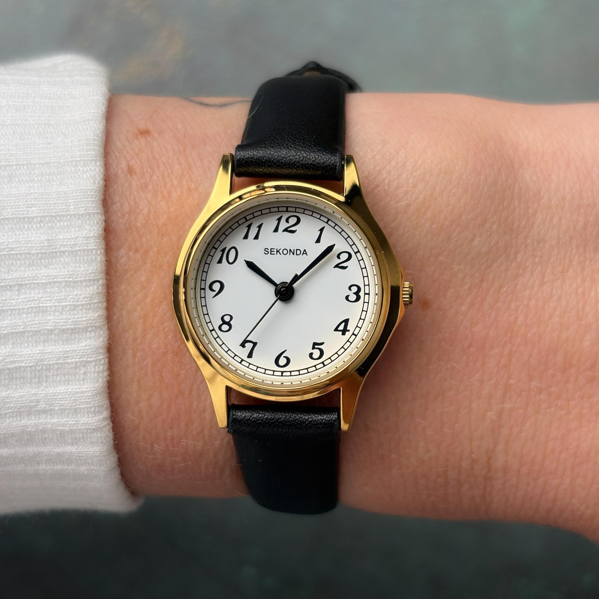Sekonda 4134 zegarek złoty klasyczny Classic pasek - miniatura 5
