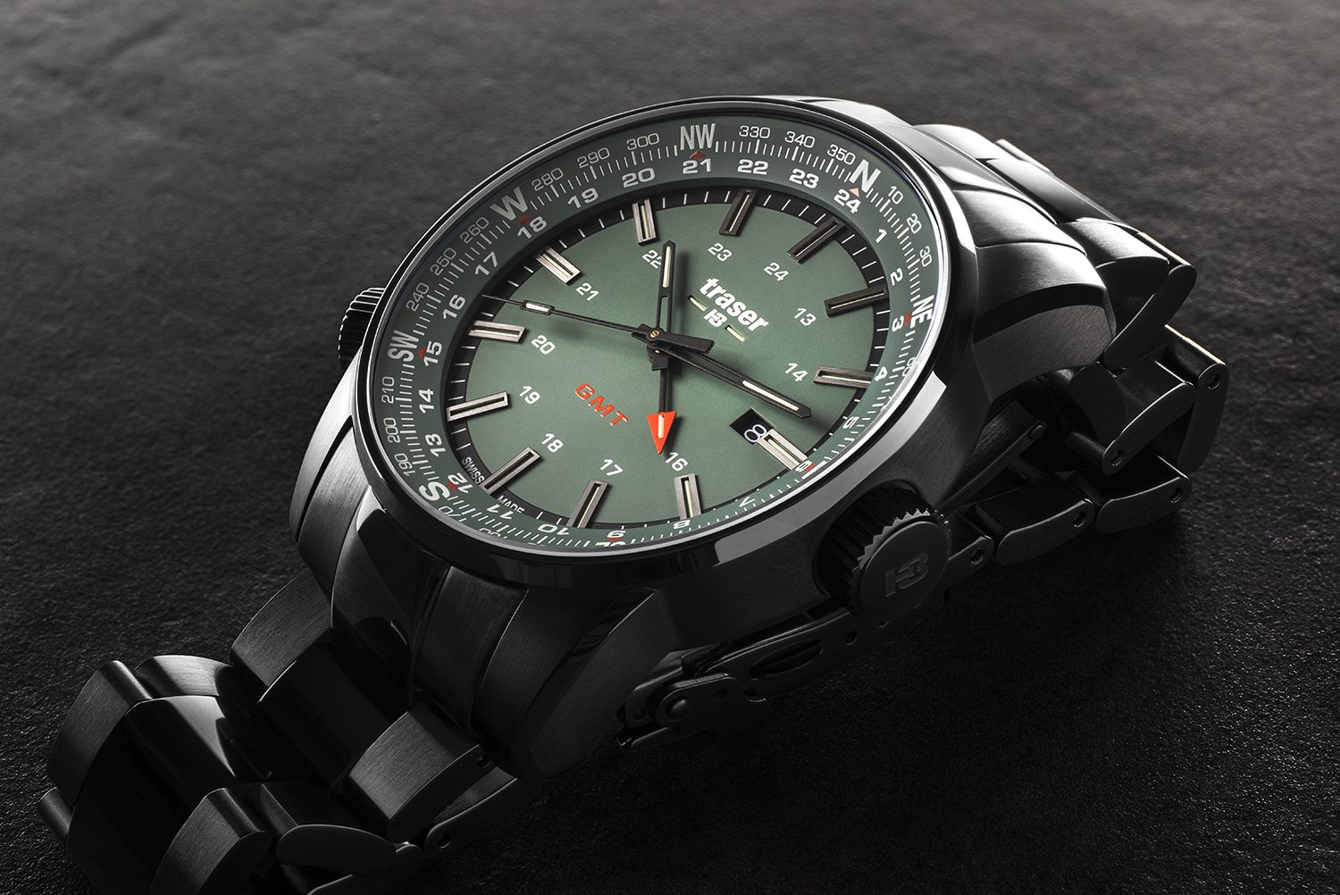 Traser TS-109525 zegarek czarny sportowy P68 Pathfinder GMT bransoleta - miniatura 9