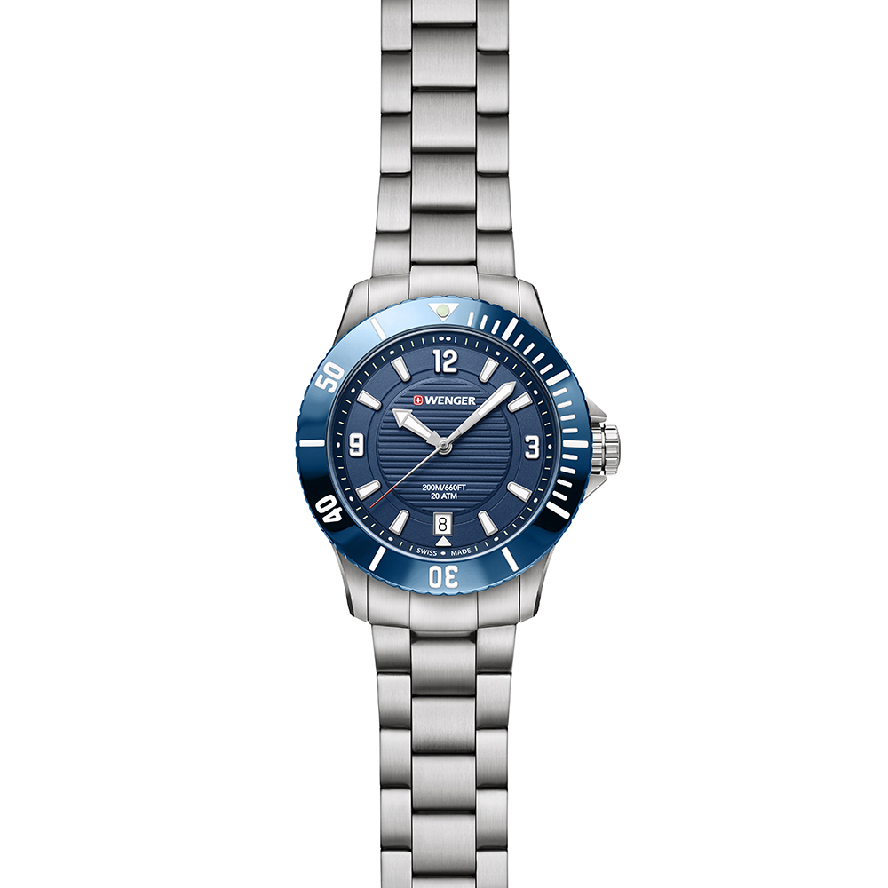 Wenger 01.0621.111 zegarek srebrny klasyczny Seaforce bransoleta - miniatura 5
