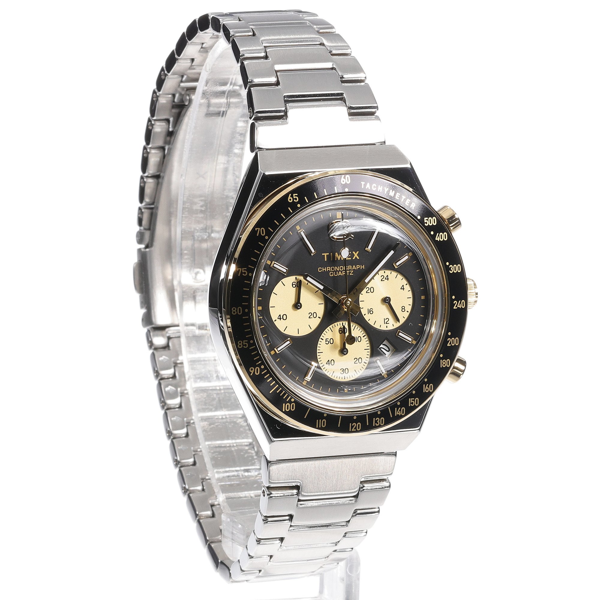 Timex TW2W64200 Q Timex Chronograph 40mm Stainless Steel Bracelet Q Timex Reissue sportowy zegarek srebrny