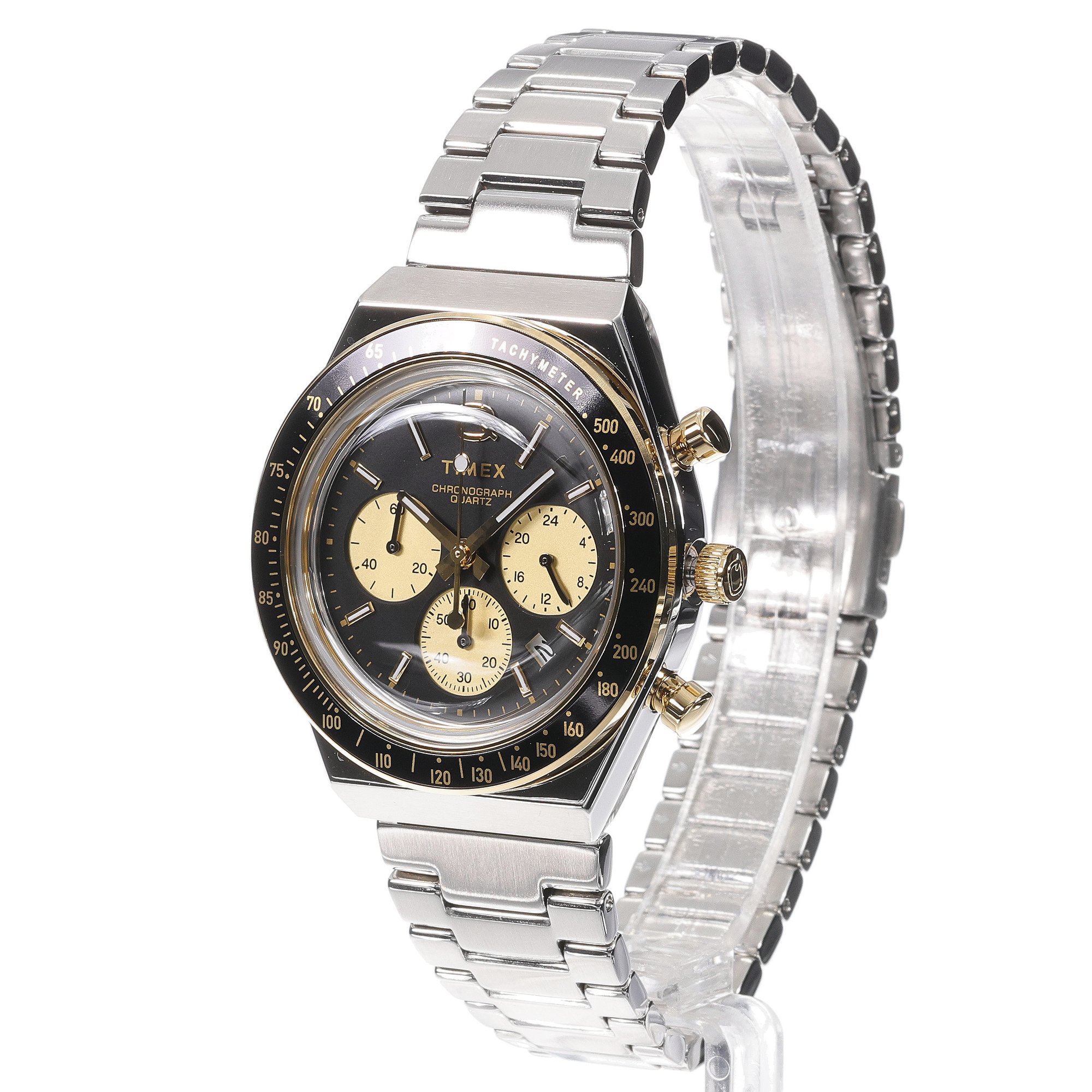 Timex TW2W64200 Q Timex Chronograph 40mm Stainless Steel Bracelet Q Timex Reissue sportowy zegarek srebrny
