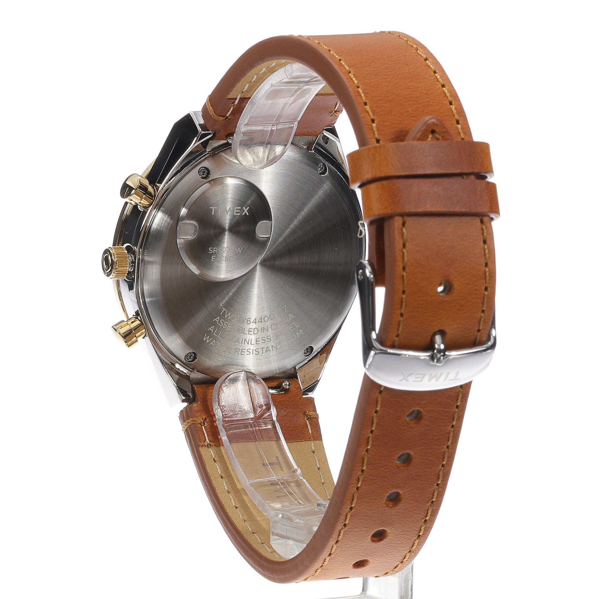 Timex TW2W64400 Q Timex Chronograph 40mm Brown Leather Strap Q Timex Reissue sportowy zegarek srebrny